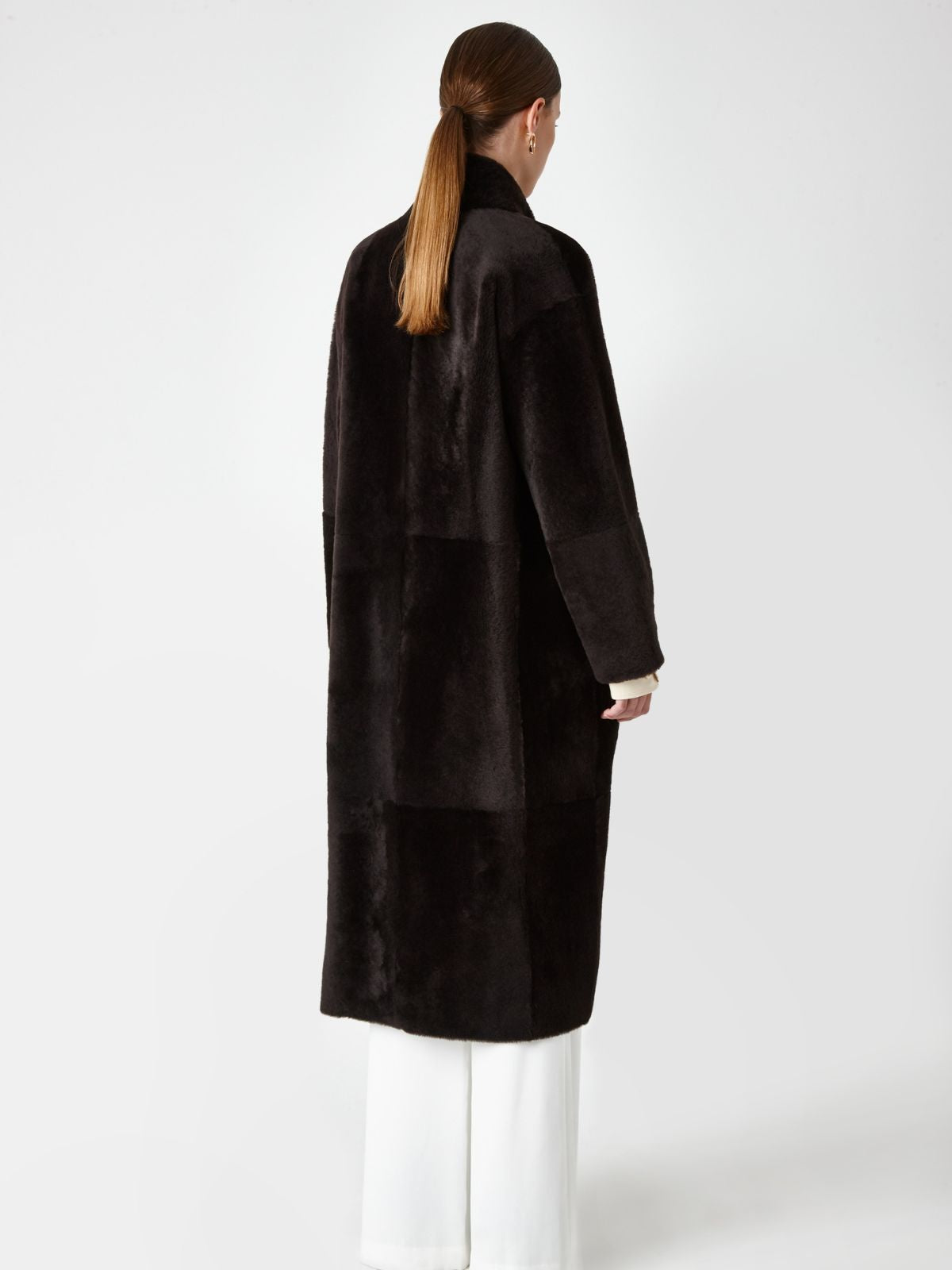 Stand Collar Long Shearling Coat