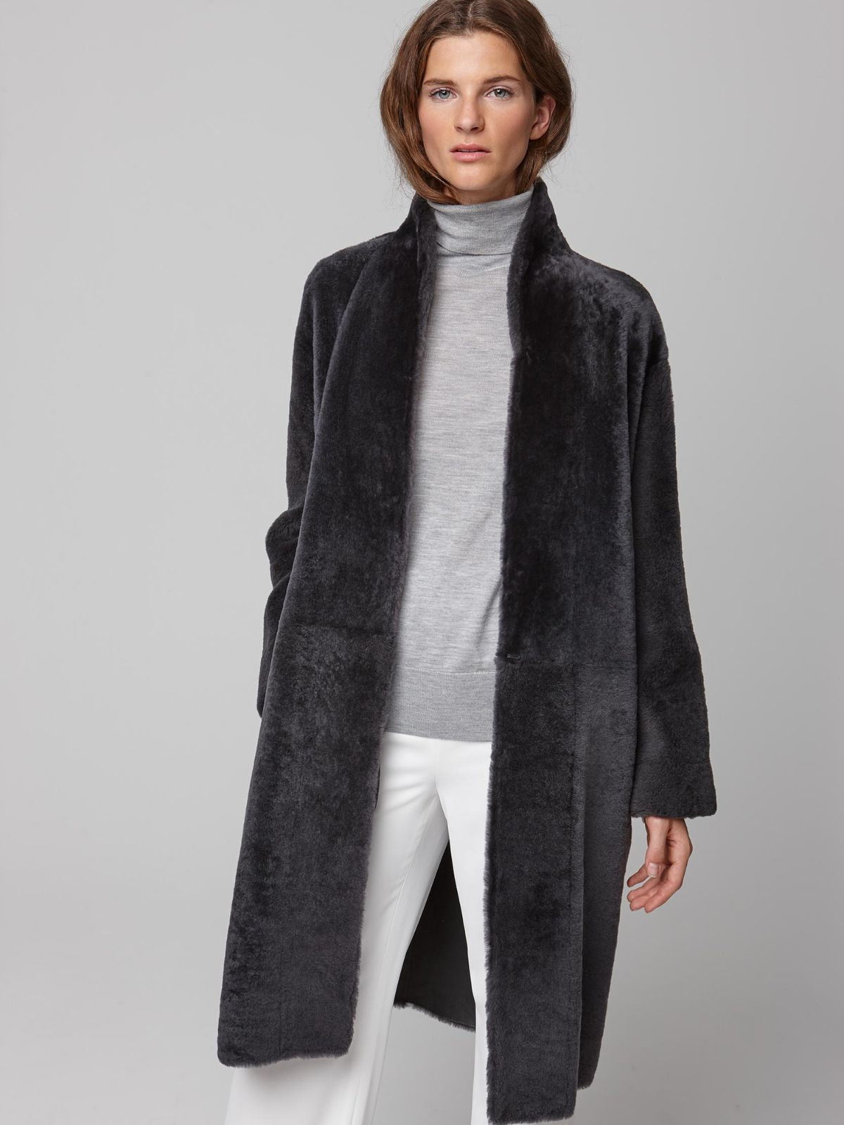 Stand Collar Shearling Coat