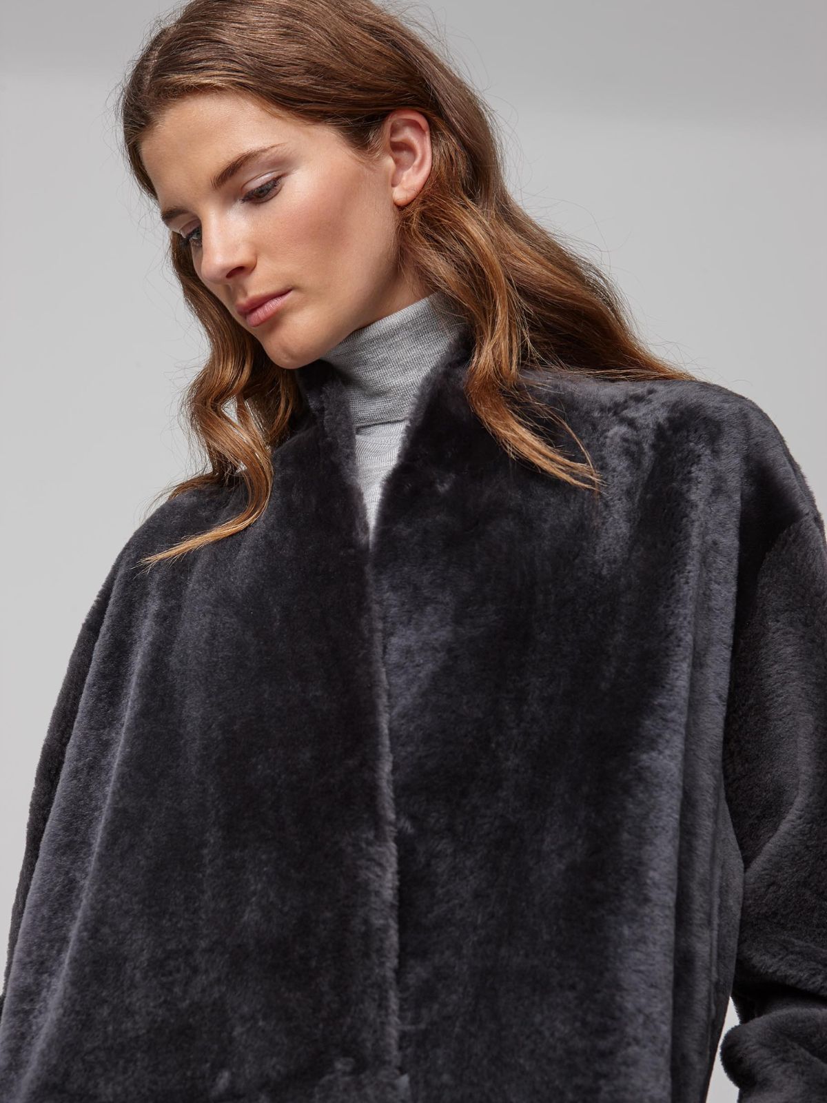 Stand Collar Shearling Coat