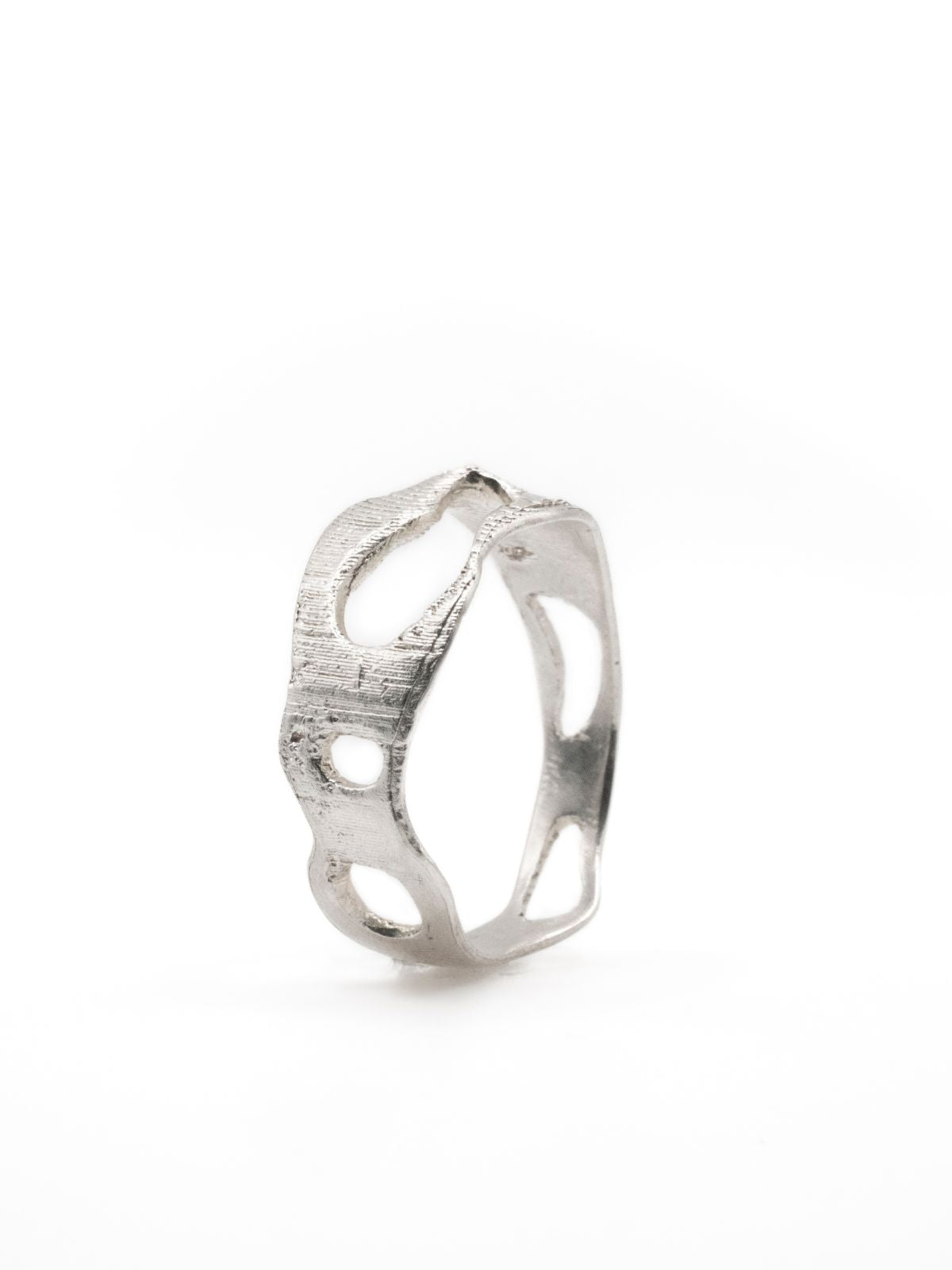 sterling silver ripple ring by studio agaea on white background