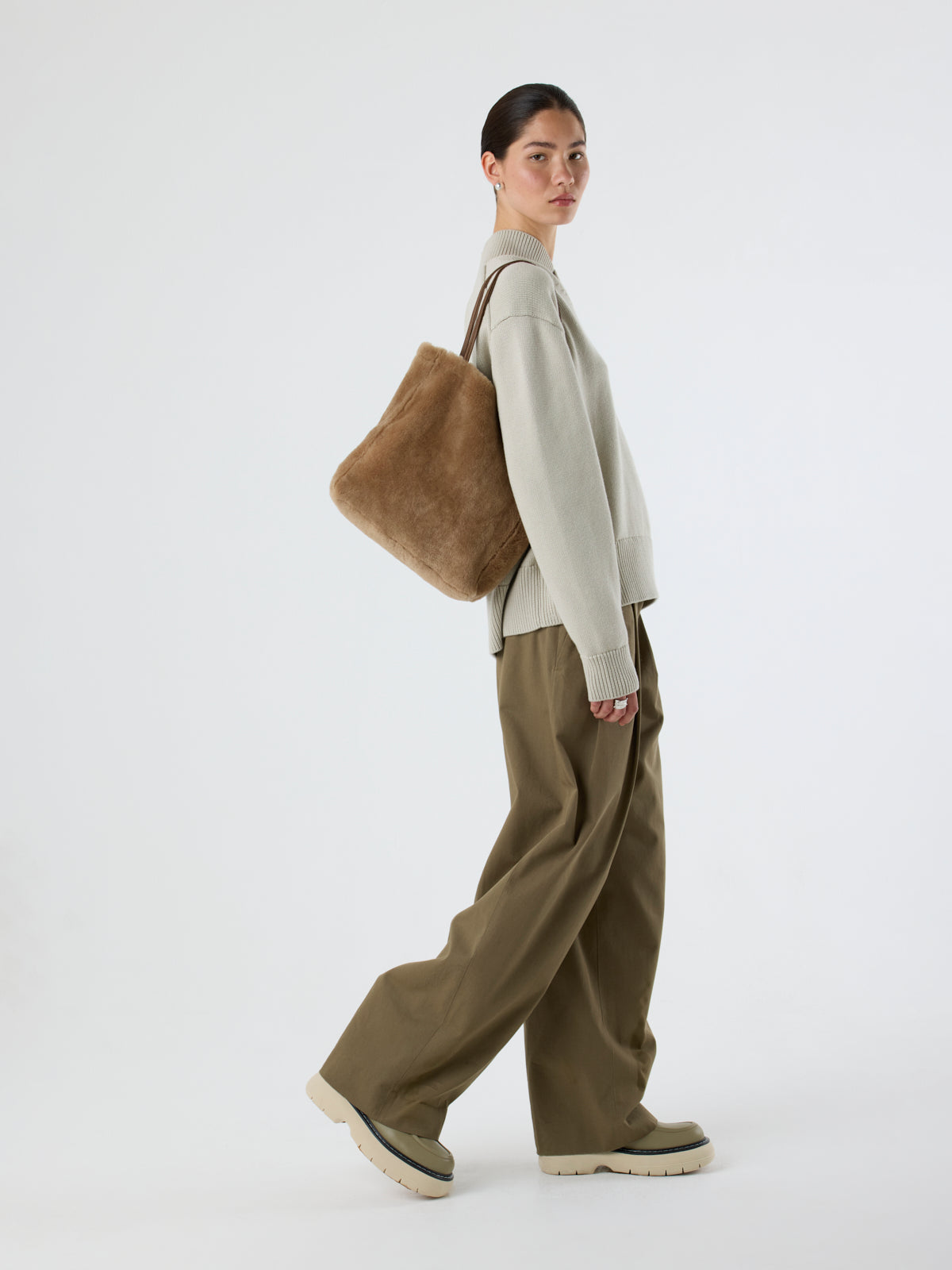 Tory Shearling Tote Bag