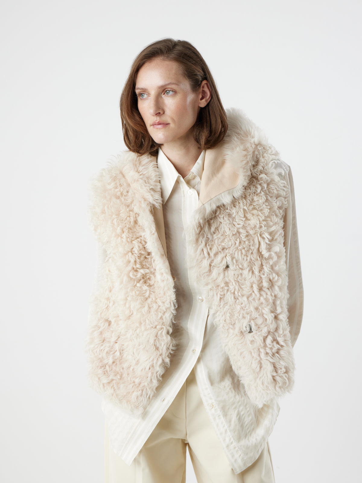 Hooded Curly Toscana Shearling Gilet