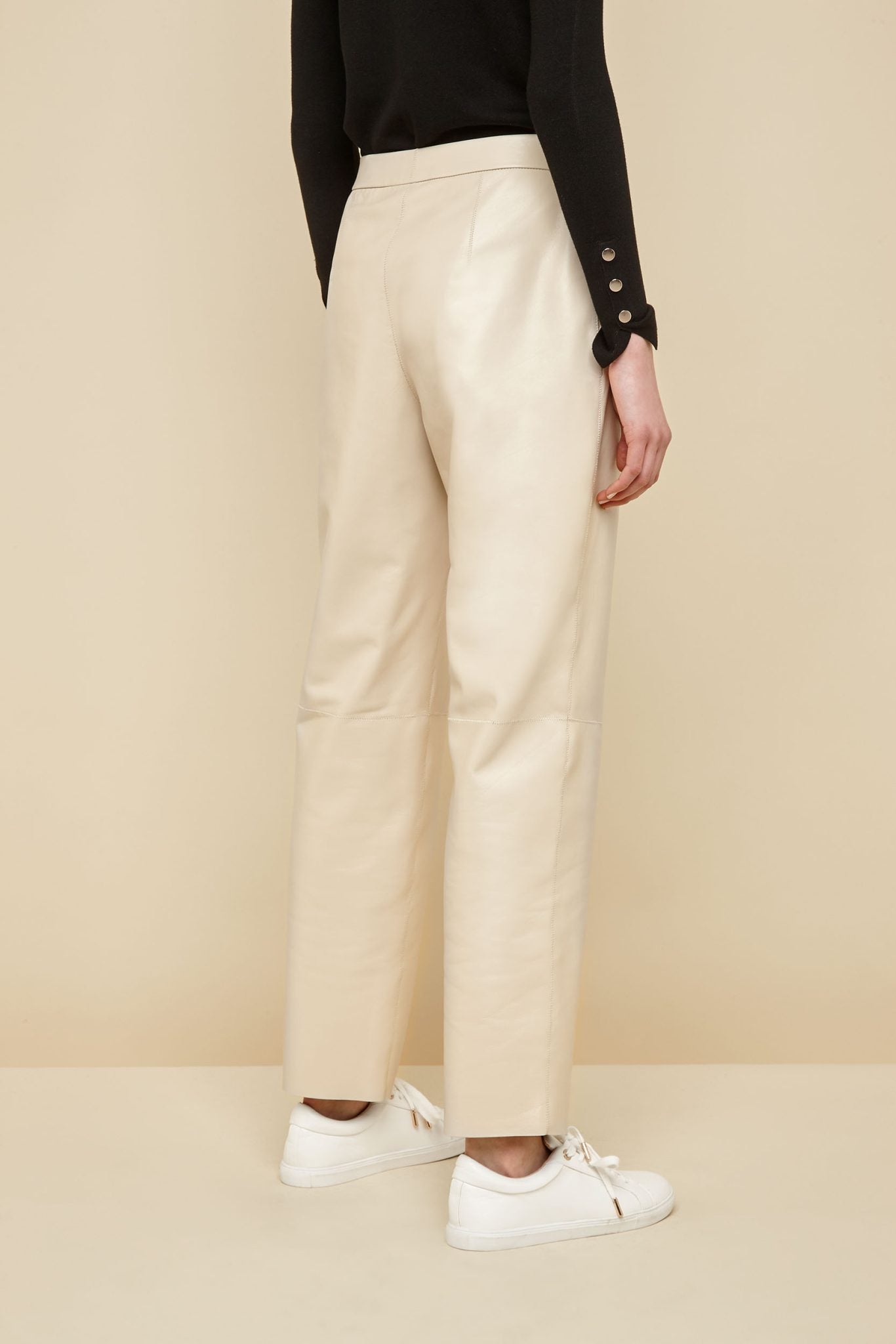 cream pleated leather trousers - women | gushlow and Cole - PPFN0-CRE - 39125