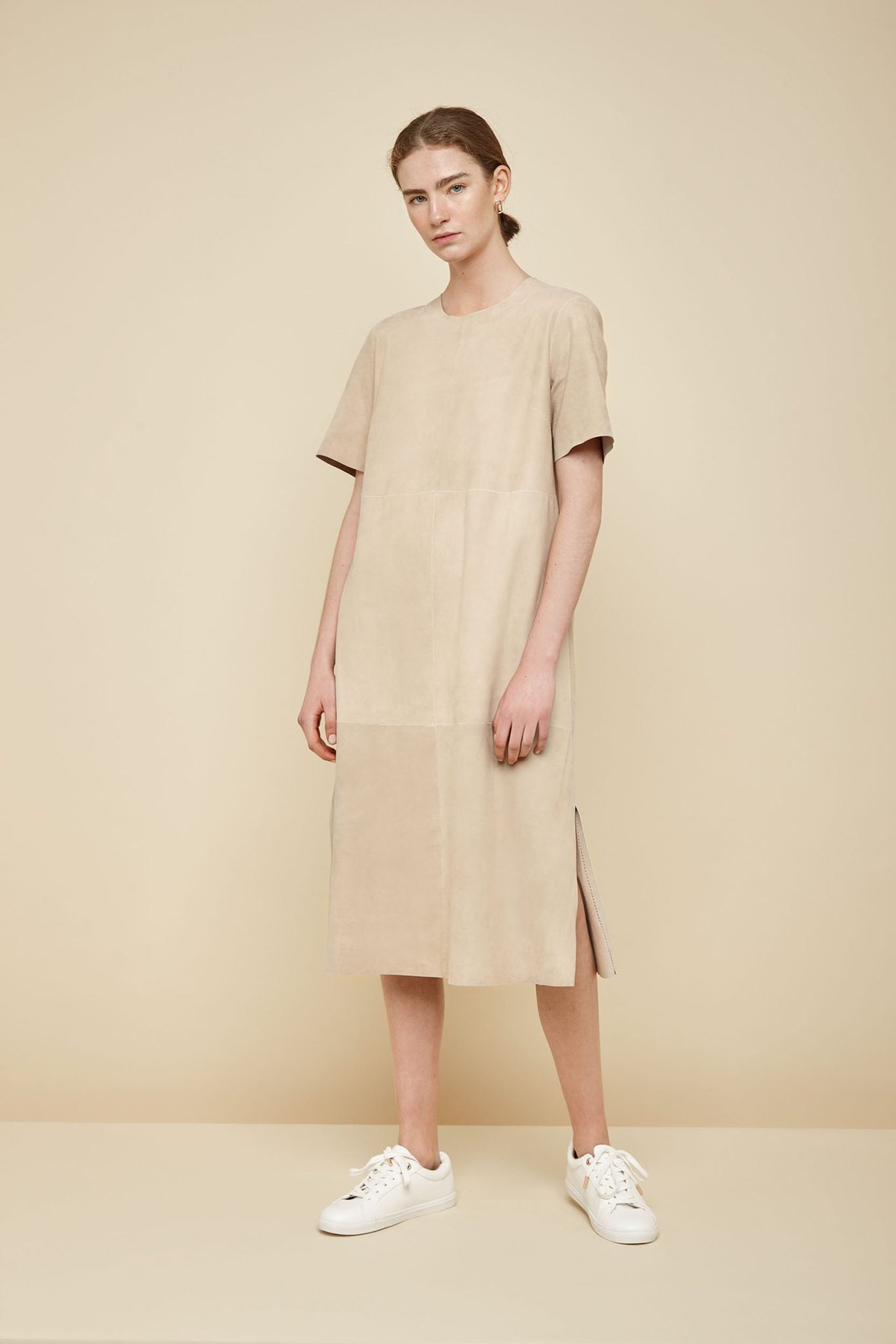 cream suede t shirt dress - women | gushlow and Cole - DTSHS1-ECR - 36845