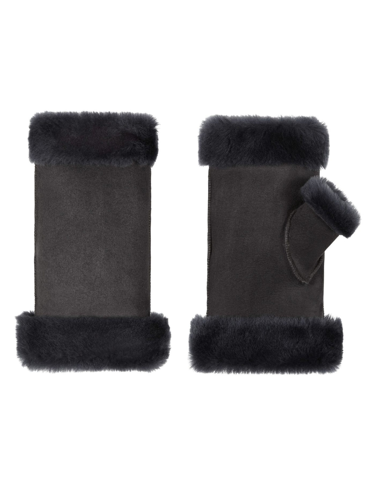 fingerless shearling mittens