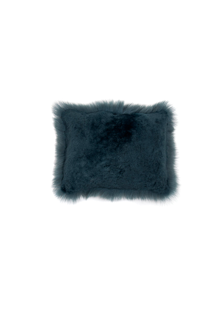 Small Toscana Sheepskin Cushion in Spruce Green cut out back