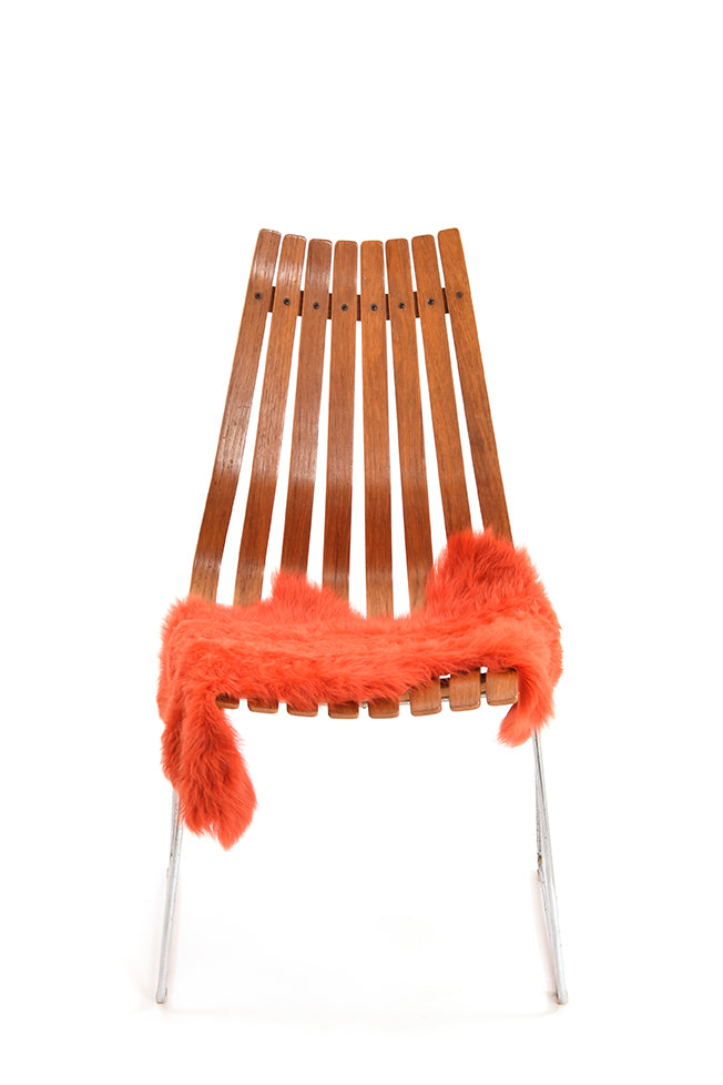 Small Curly Toscana Sheepskin Rug in Furnace Orange front
