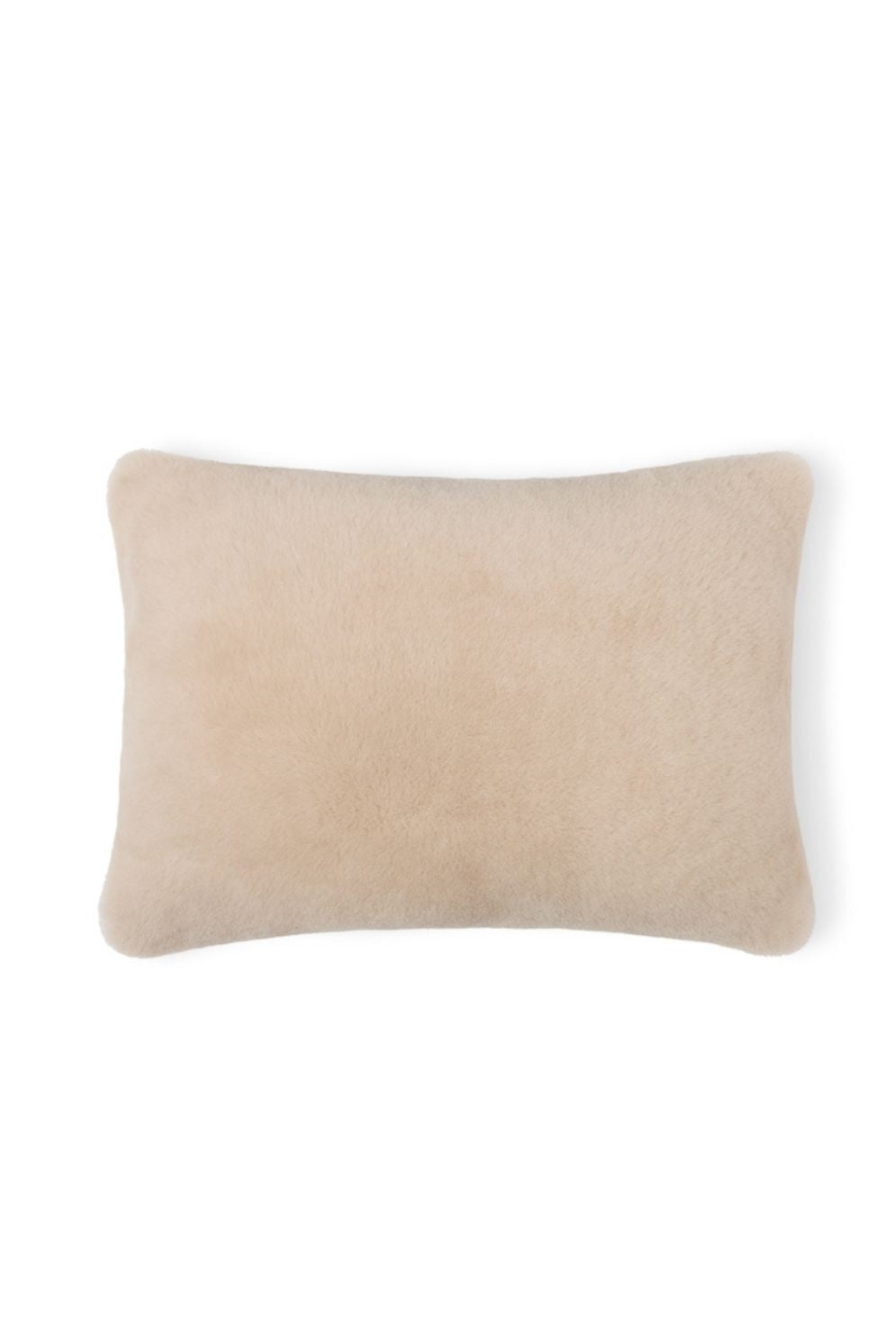 Beige Shearling & Knit Lumbar Cushion | Home | Gushlow & Cole - cut out image front of cushion