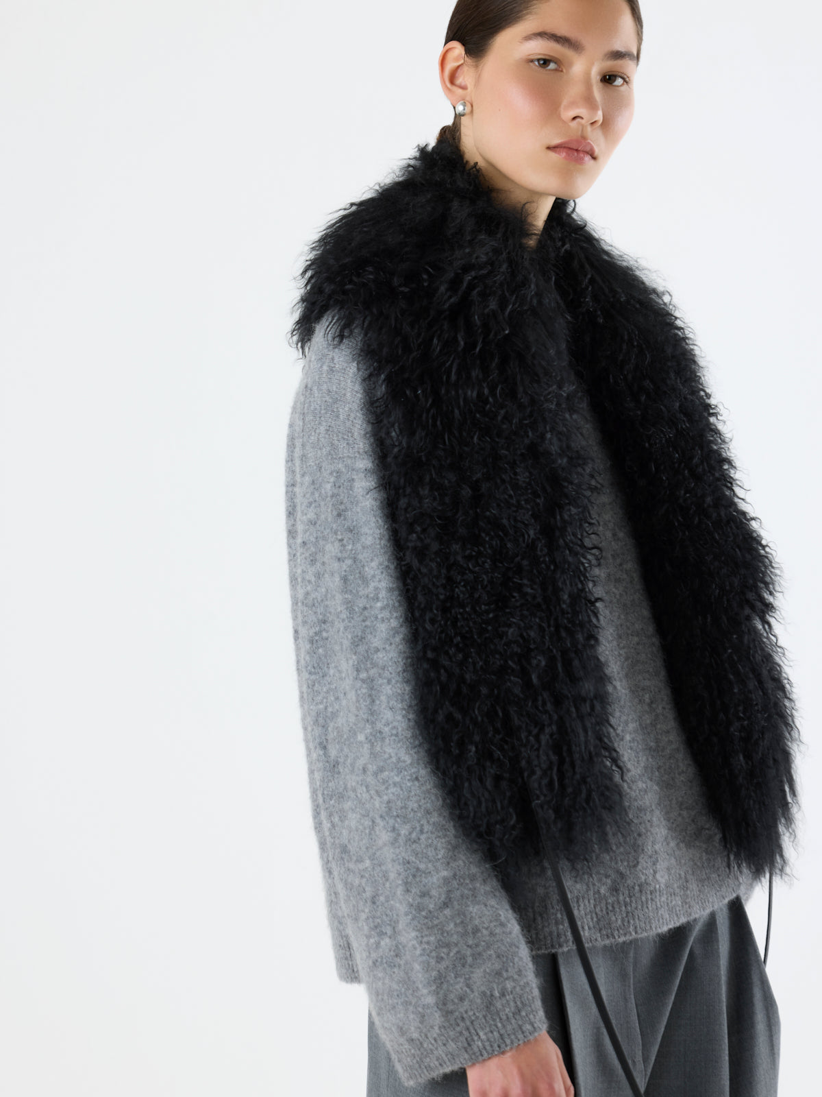Mongolian Shearling Shawl Scarf