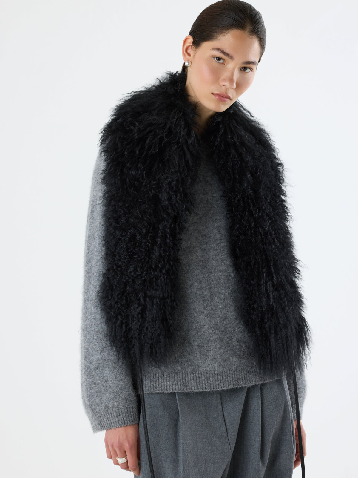 Mongolian Shearling Shawl Scarf