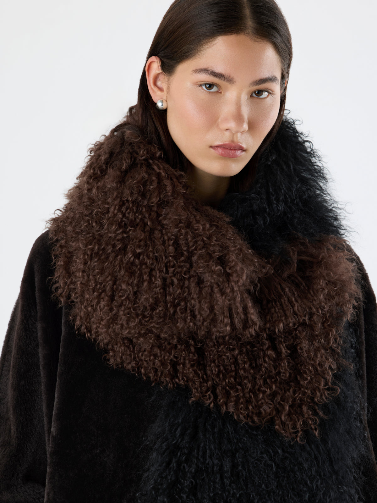 Two-Tone Mongolian Shearling Scarf