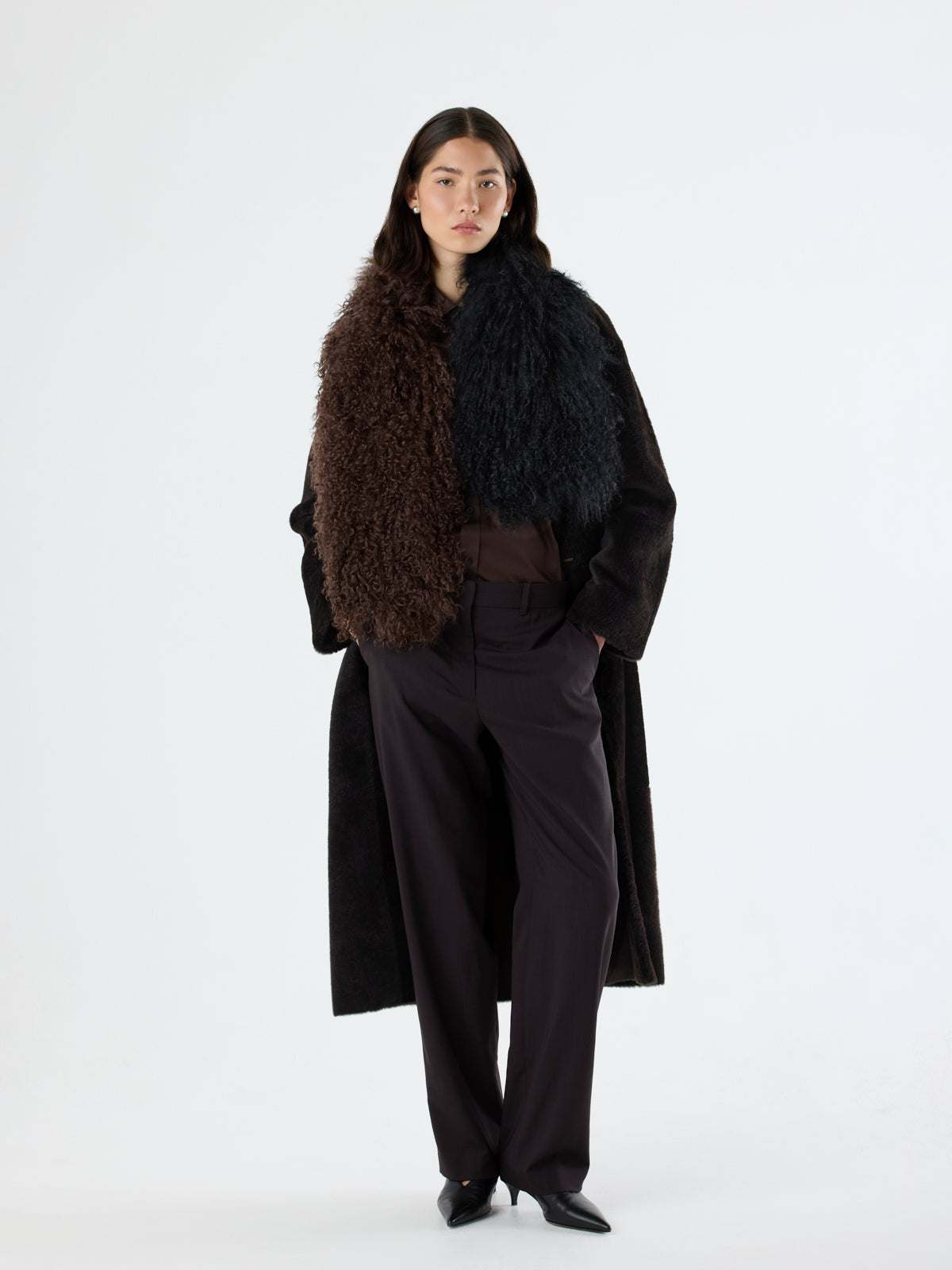 Two-Tone Mongolian Shearling Scarf