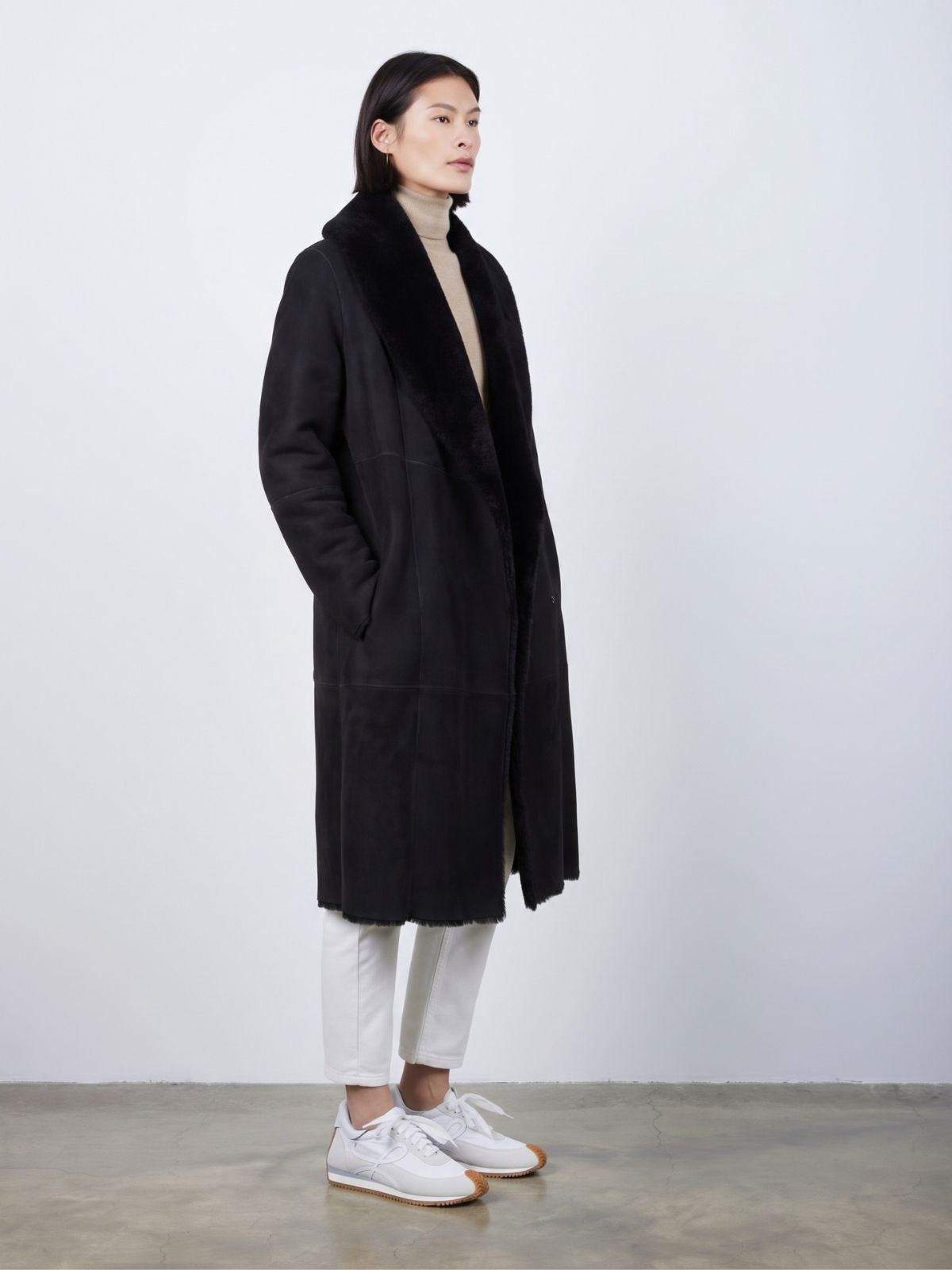 Blanket Merino Shearling Shawl Coat