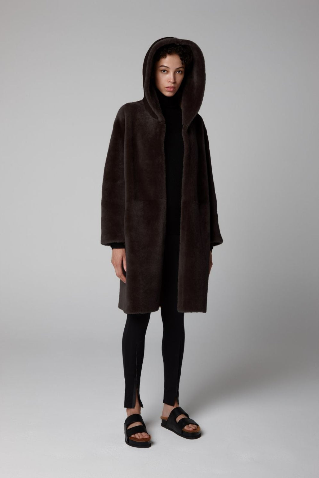 Hooded Shearling Coat