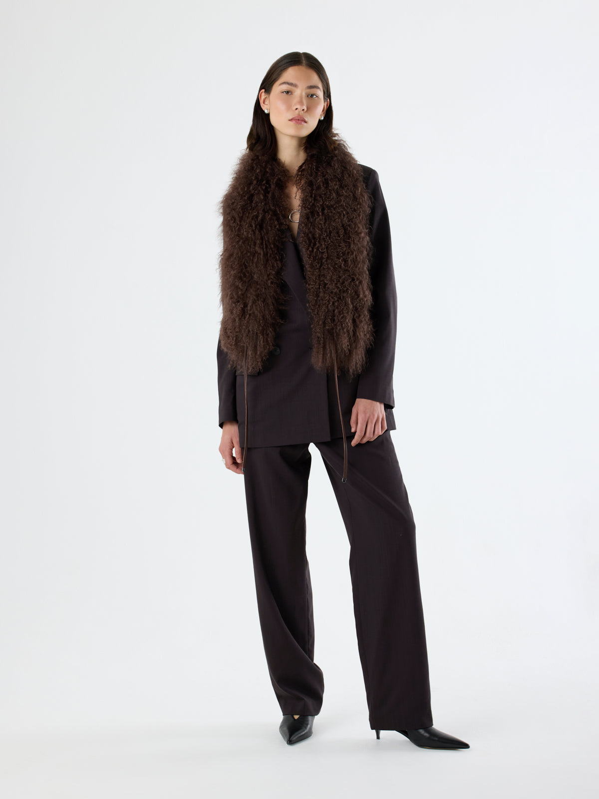 Mongolian Shearling Shawl Scarf