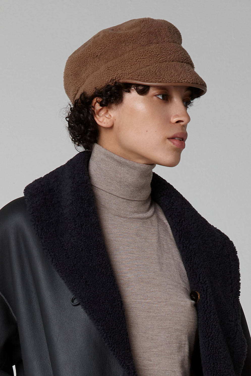 Leather Bound Shearling Cap