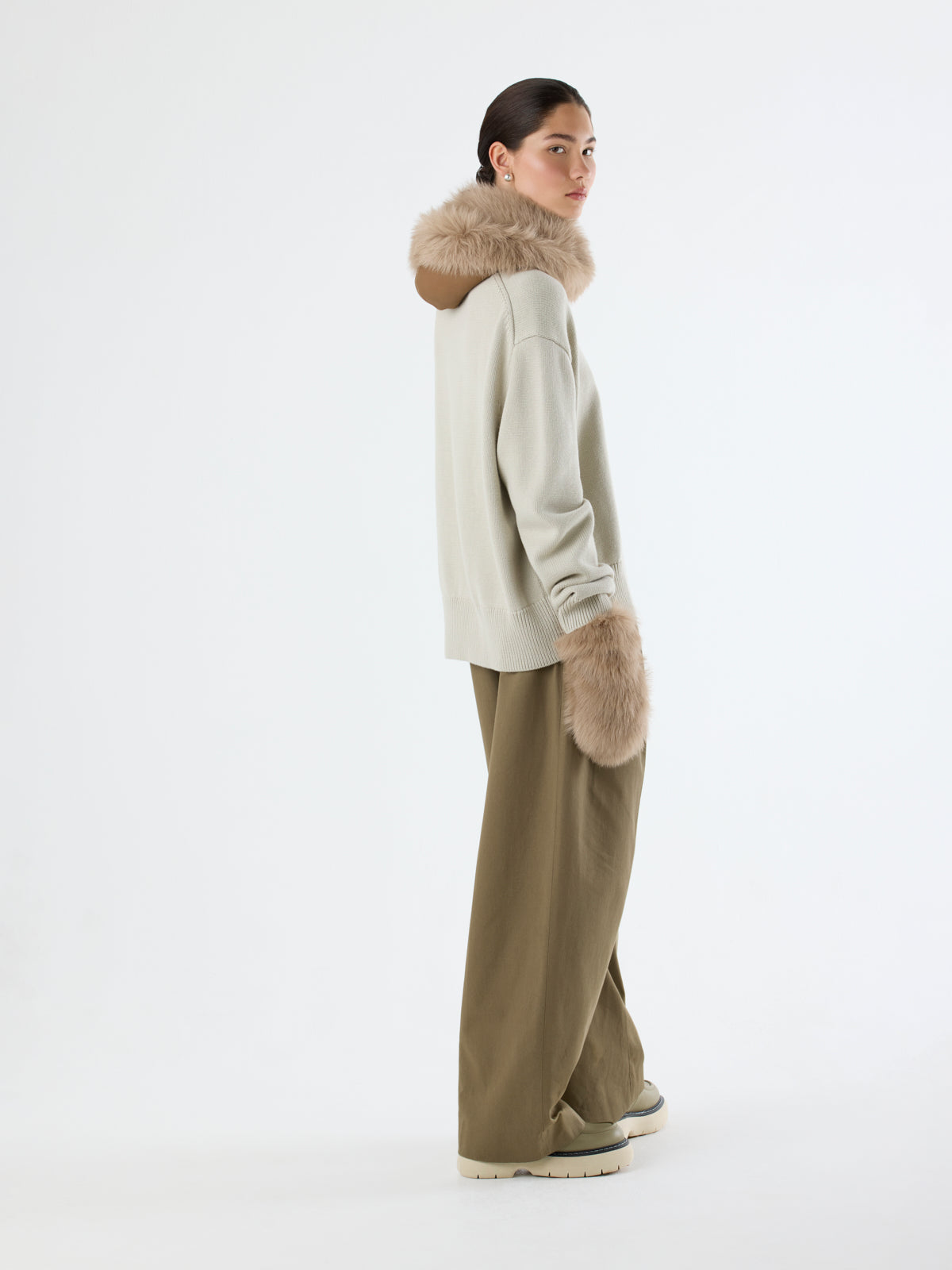 Camel Reversible Shearling Hood | Women | Gushlow & Cole