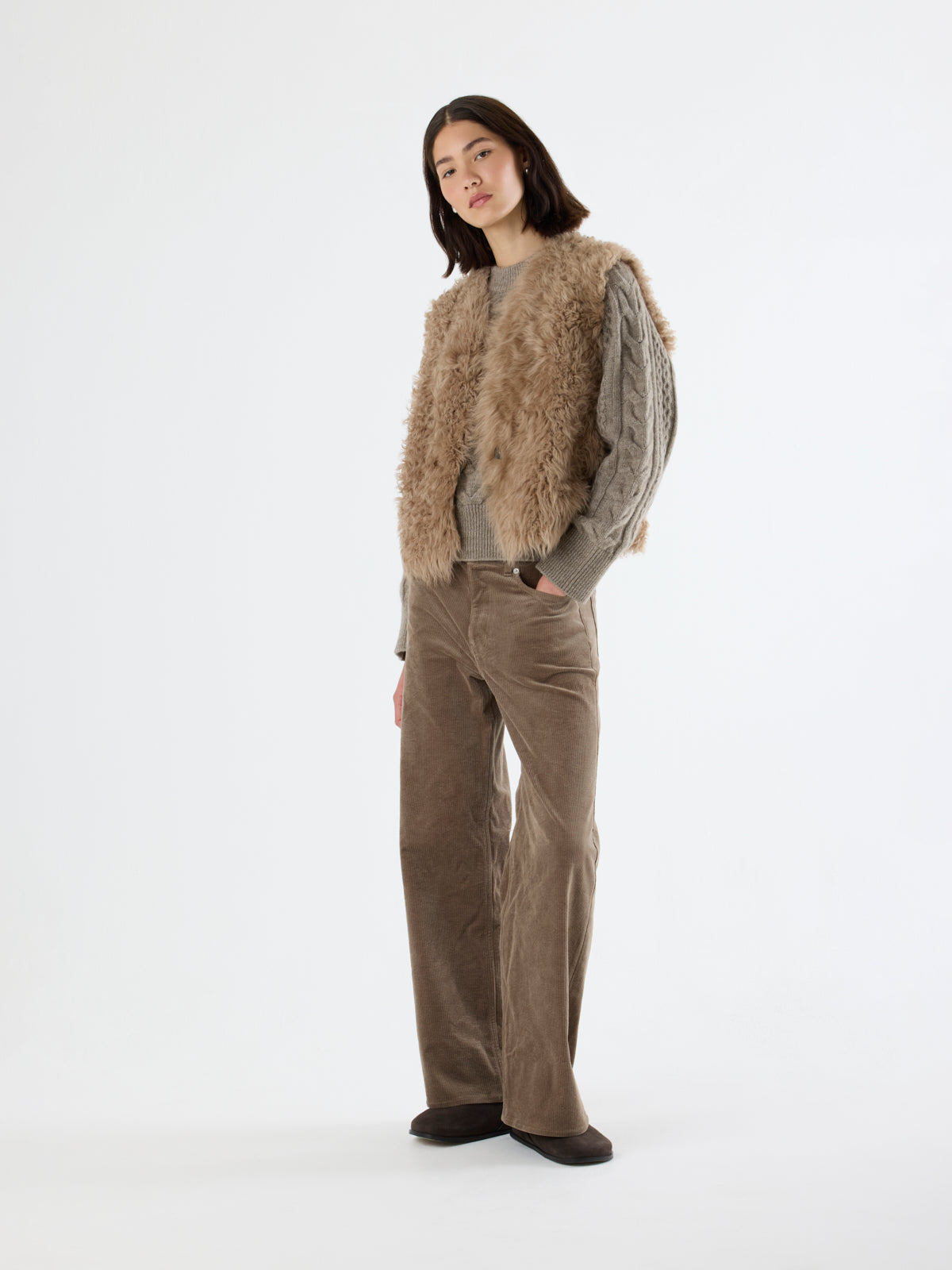 Two button Shearling Vest