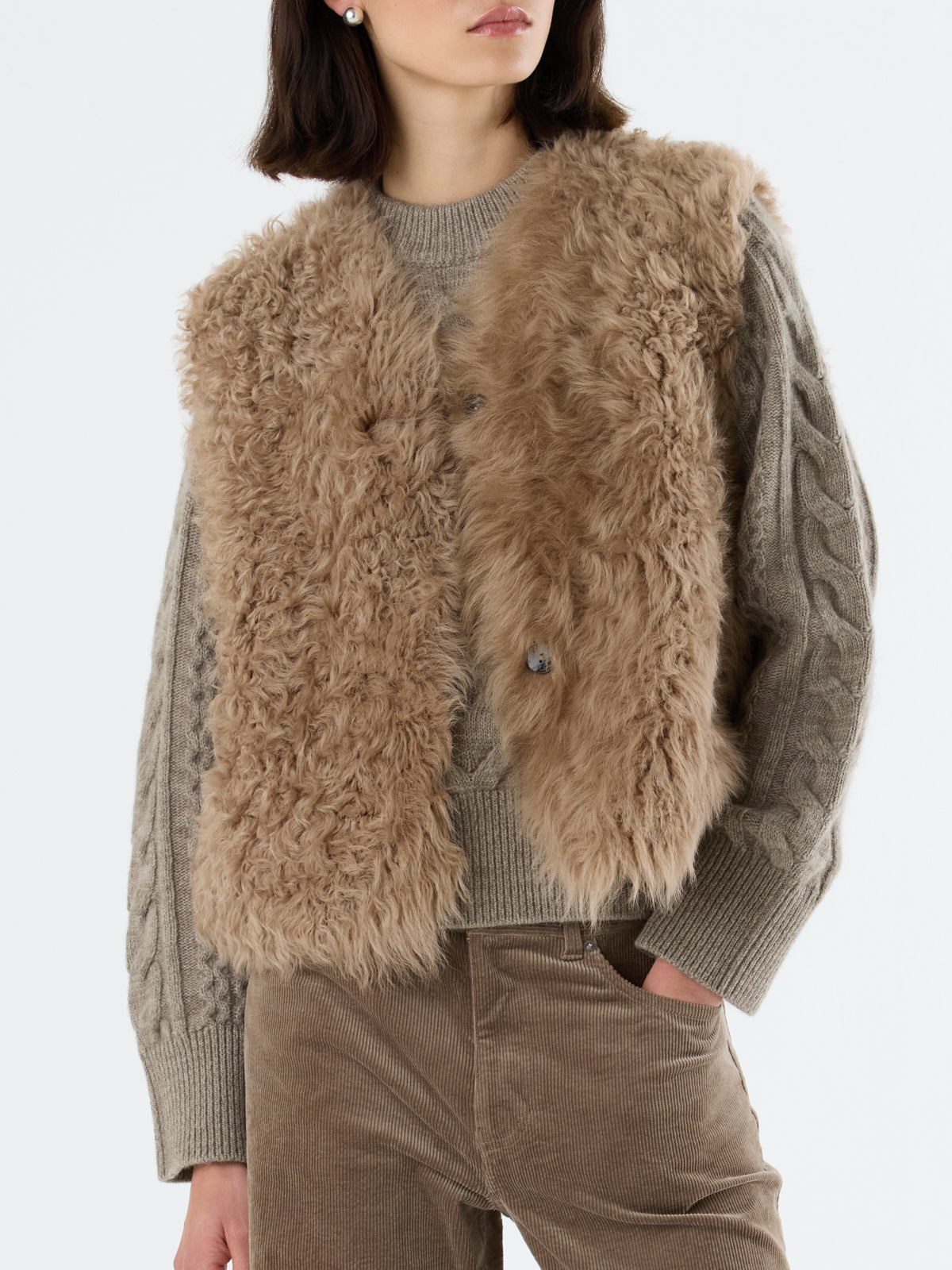 Two button Shearling Vest