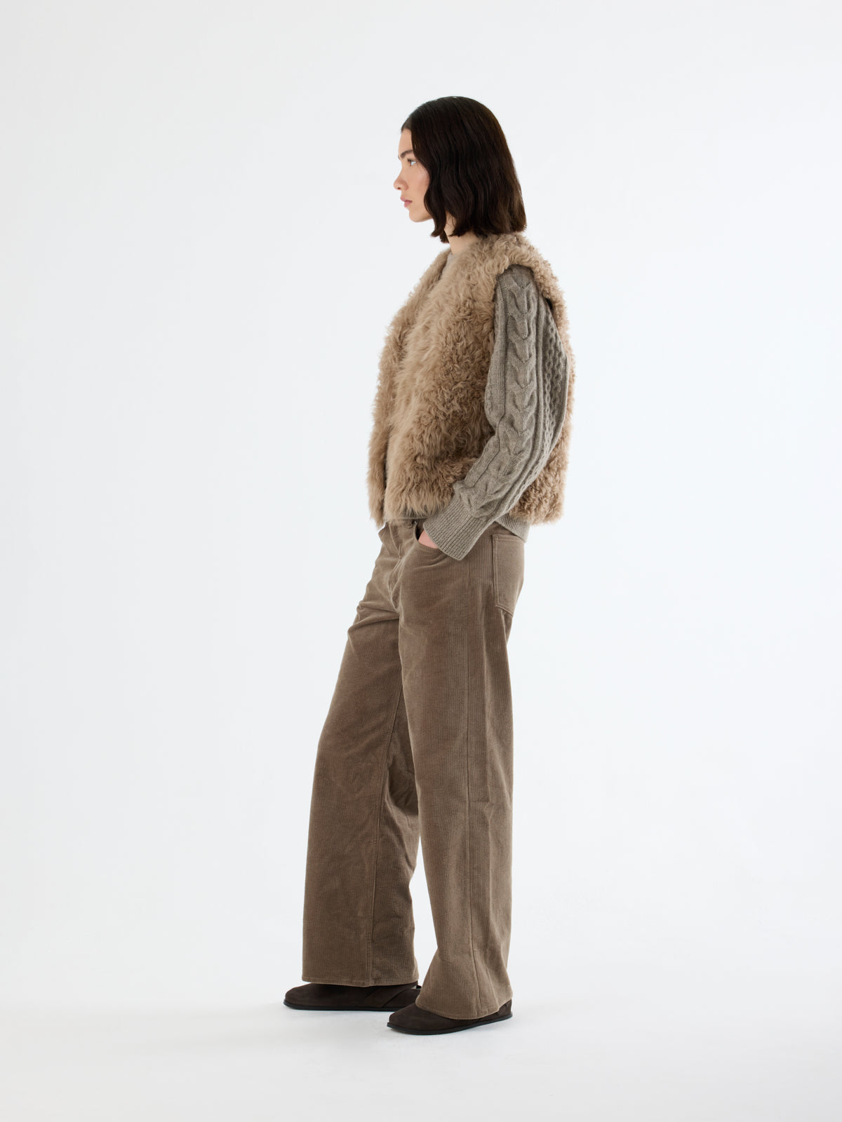 Two button Shearling Vest