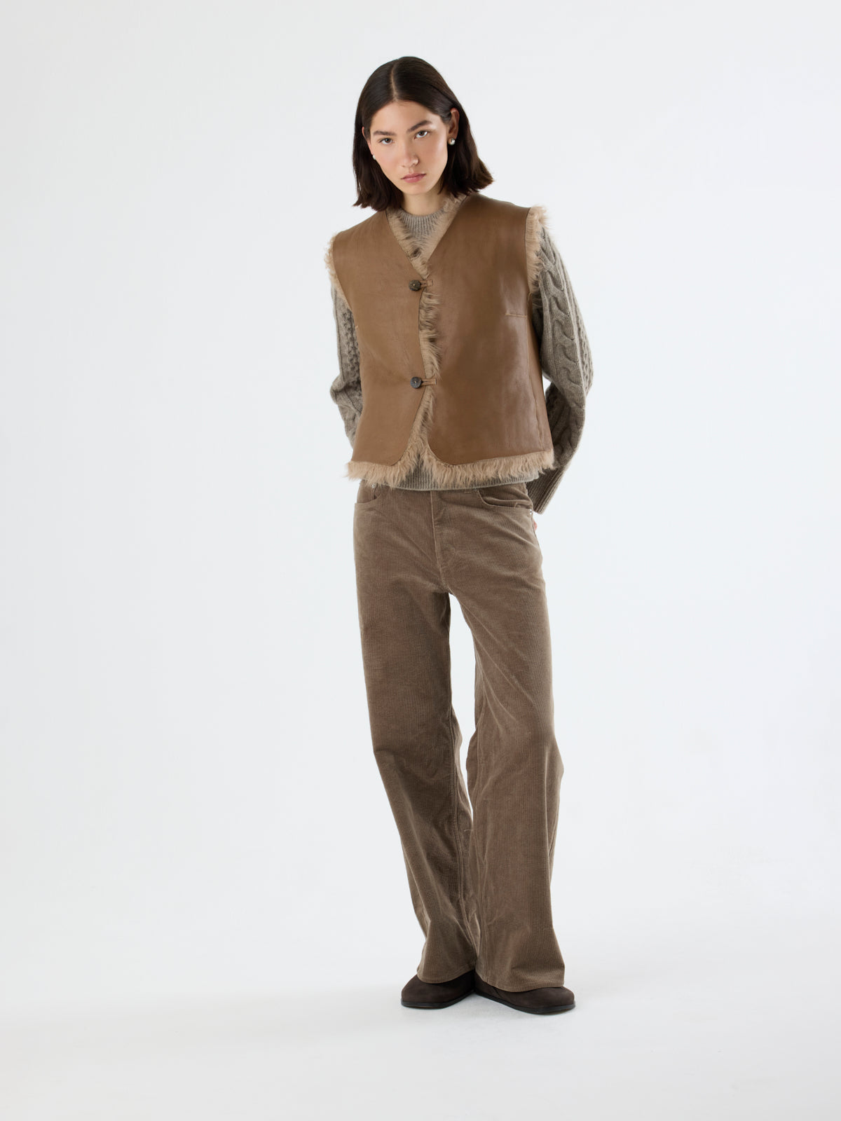 Two button Shearling Vest