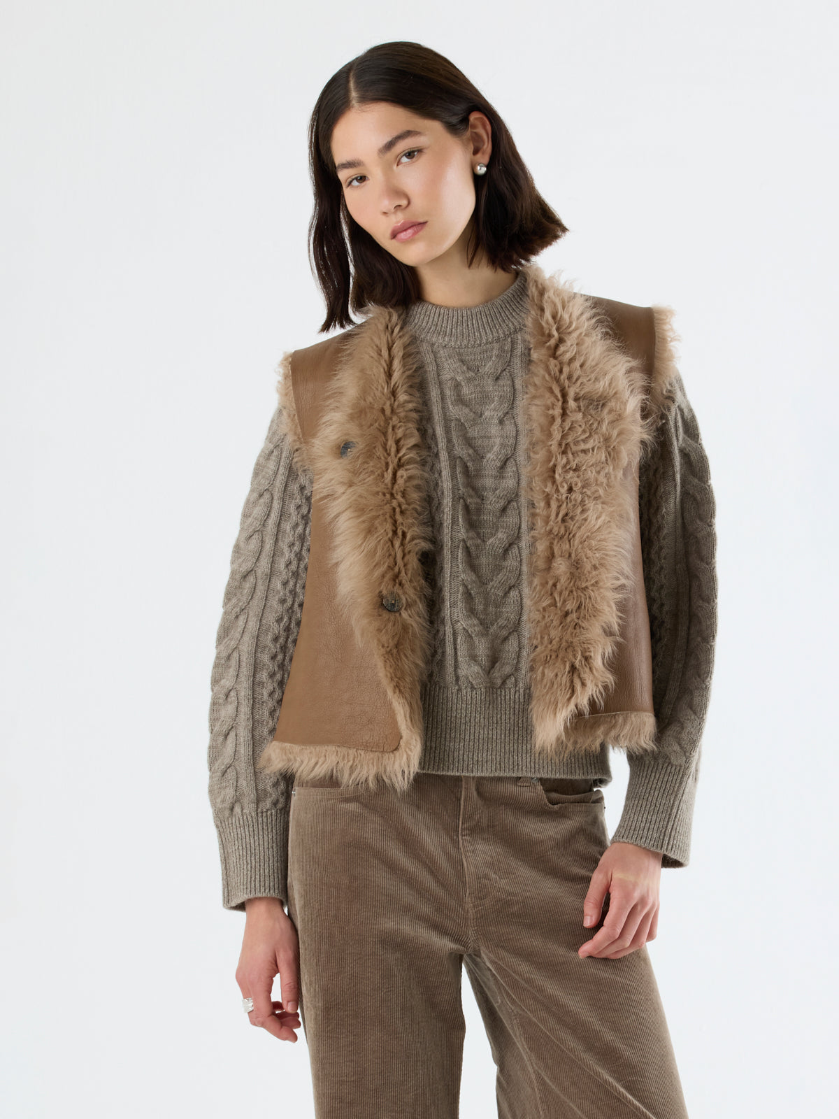 Two button Shearling Vest