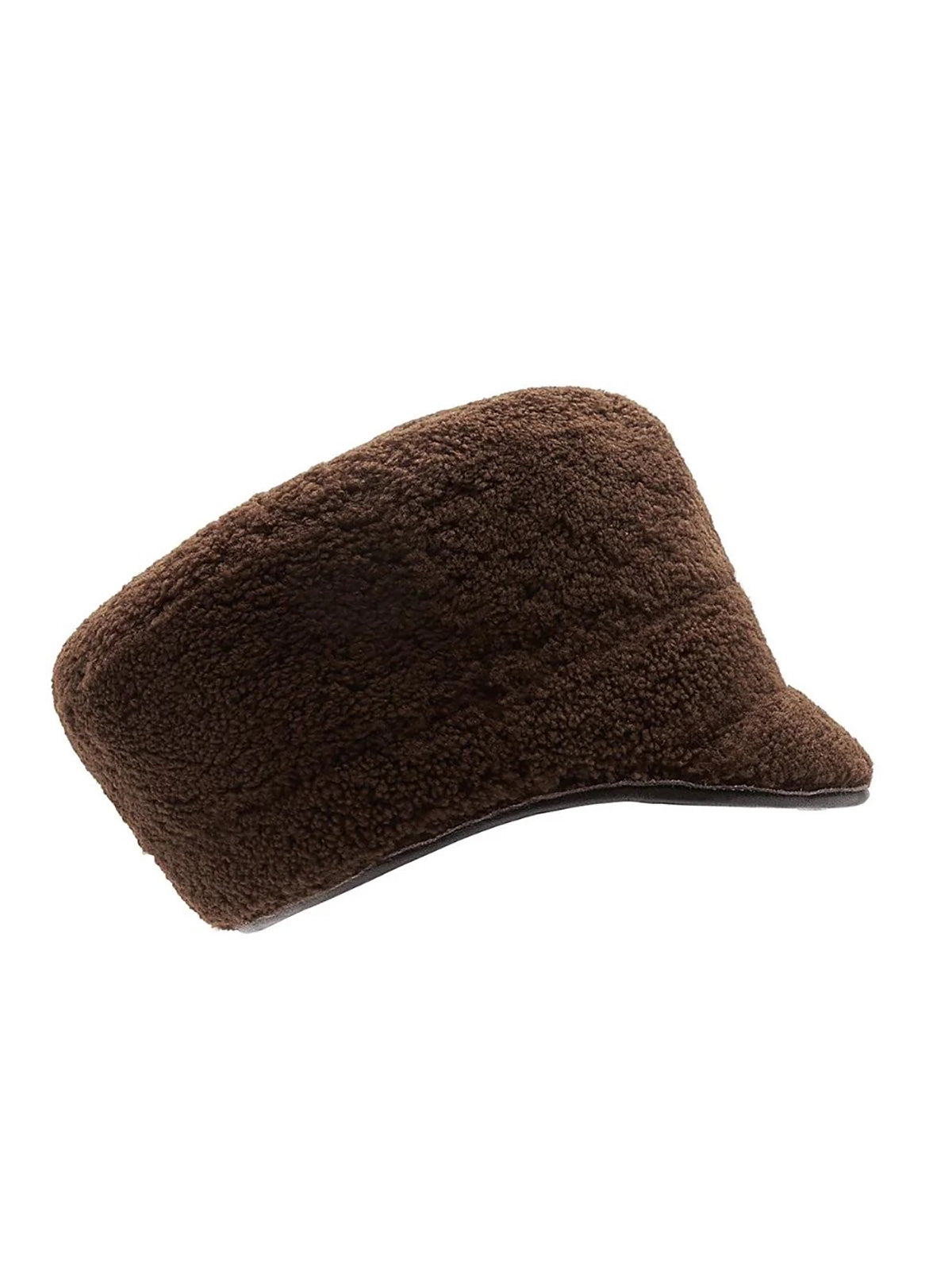 Black Leather Bound Shearling Cap | Women | Gushlow & Cole