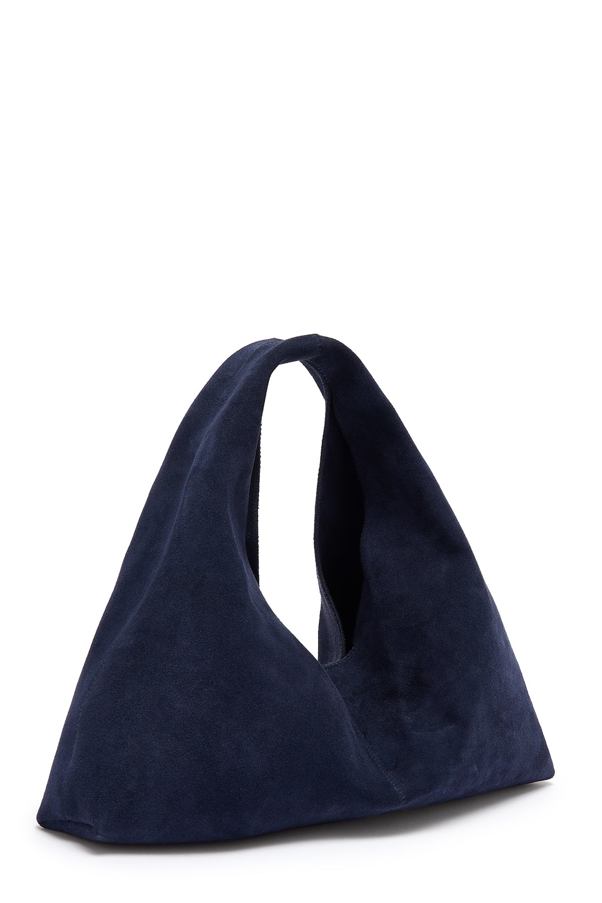 Clara Small Navy Blue Suede Shoulder Bag | Bags | Gushlow & Cole - cut out of bag side on