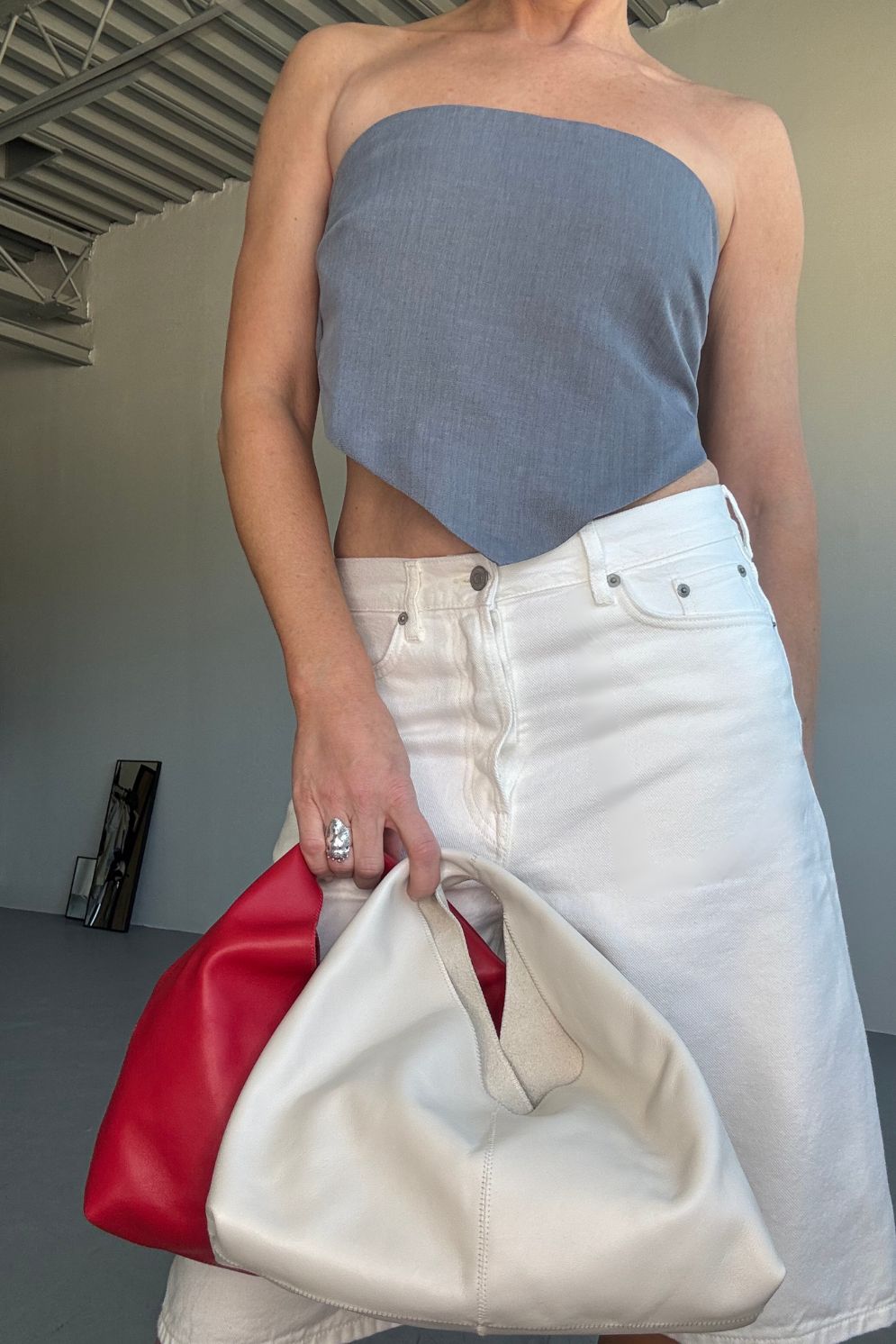 Clara Small Red Leather Shoulder Bag | Bags | Gushlow & Cole - image of yara svalek wearing bag
