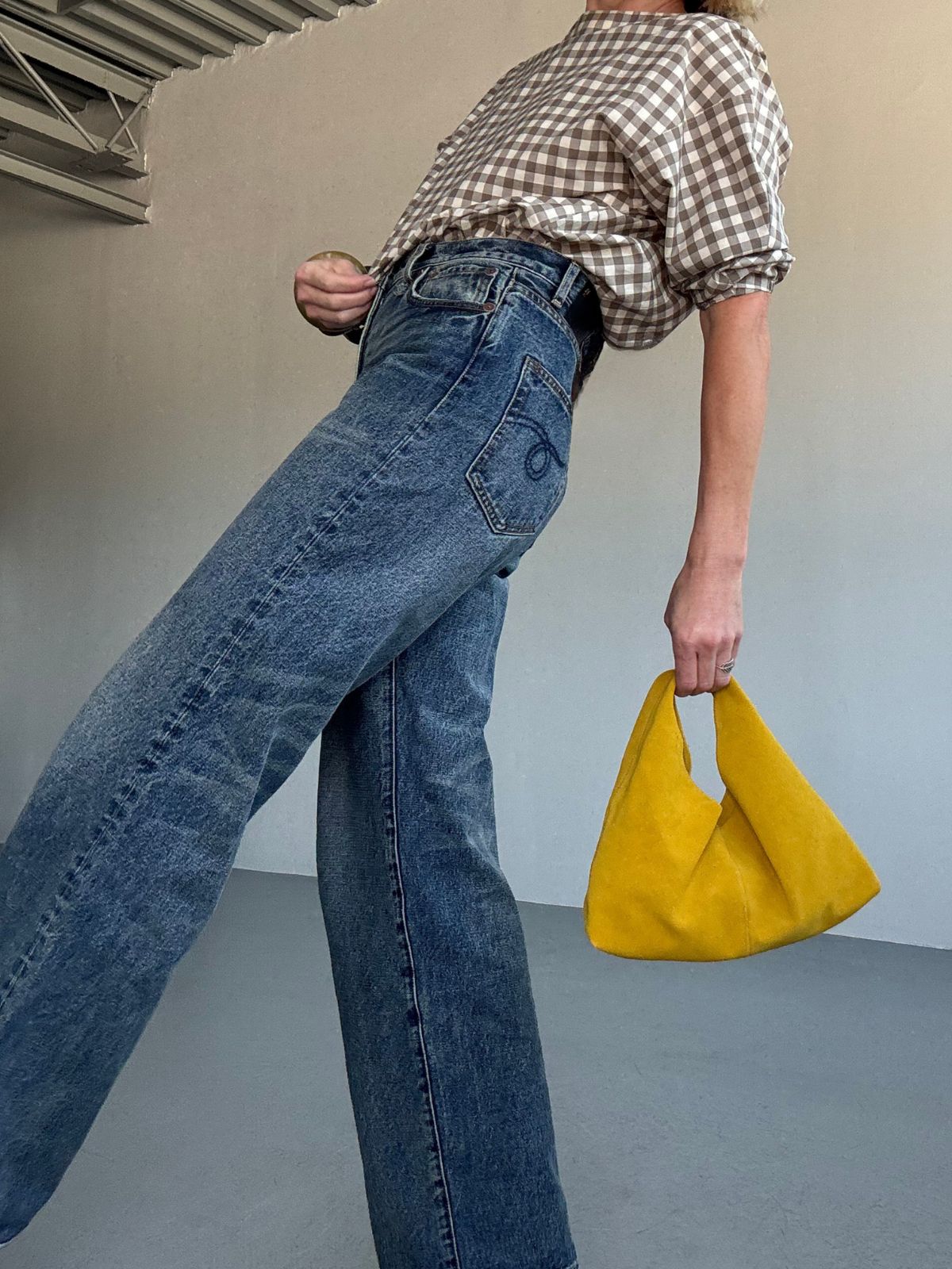 Yara Svalek wearing Clara Small Yellow Leather Shoulder Bag | Bags | Gushlow & Cole 