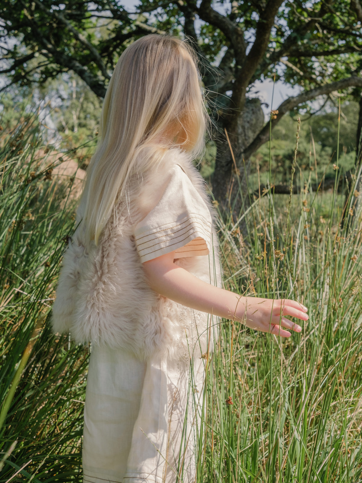 Cream Kids Curly Toscana Shearling Gilet | Kids | Gushlow & Cole-outside side