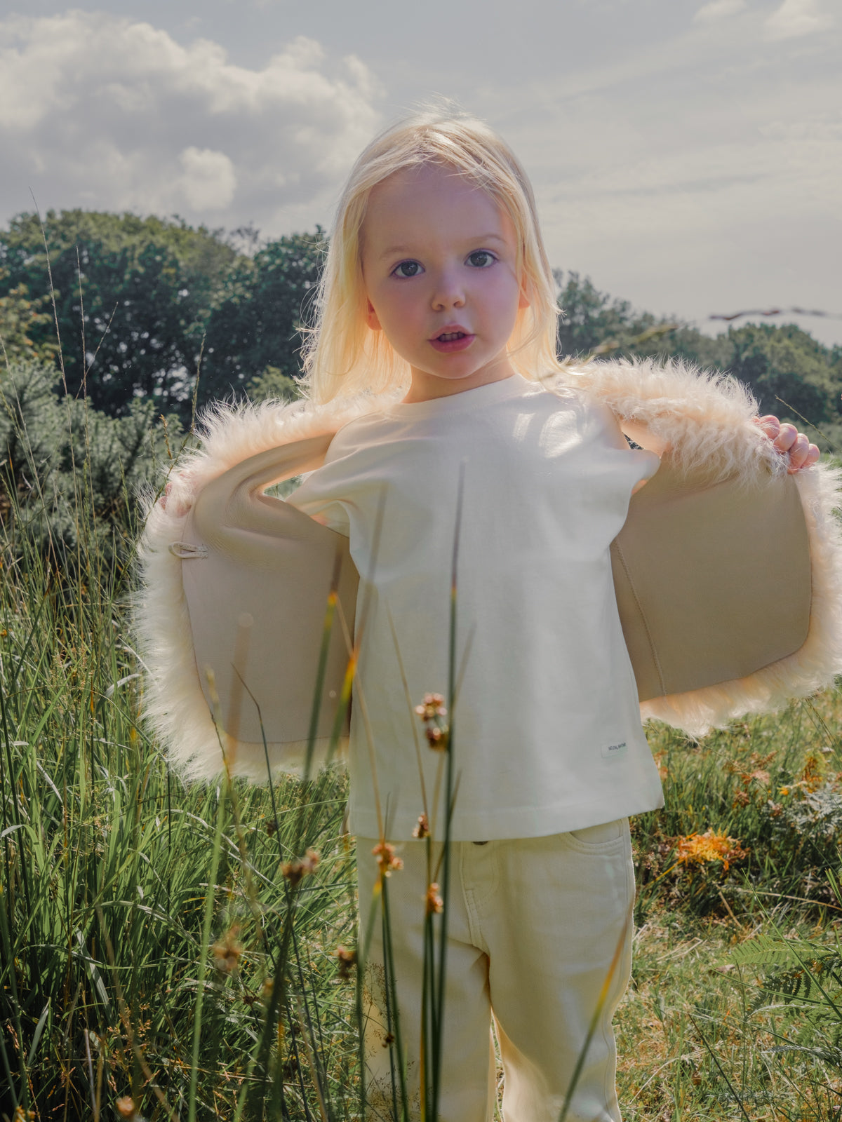 Cream Kids Curly Toscana Shearling Gilet | Kids | Gushlow & Cole-outside gilet open