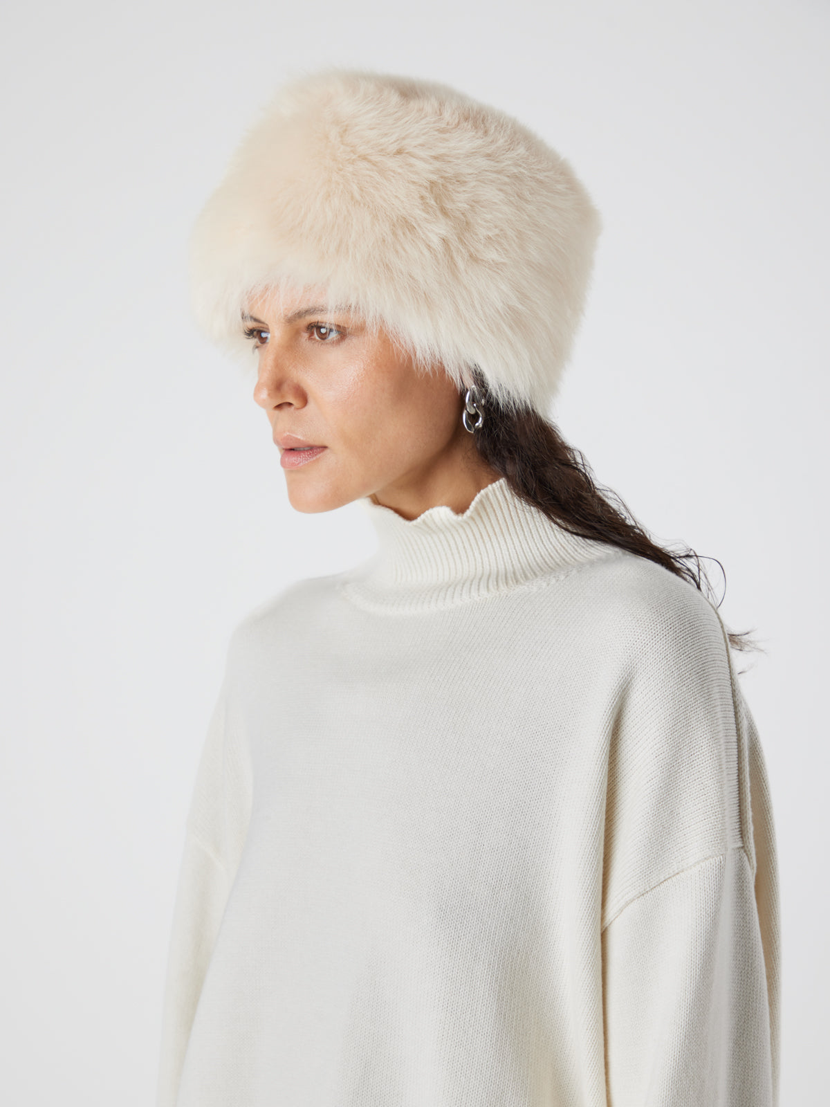 Cream Shearling Russian Hat | Womens | Gushlow & Cole- model wearing hat