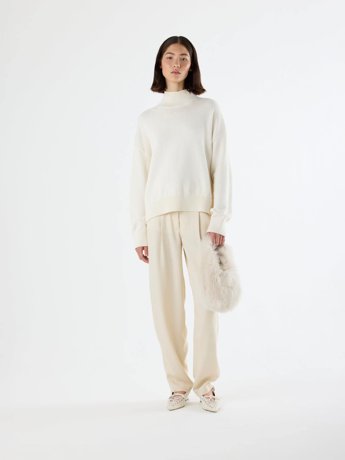 Cream Shearling Mini Slouch Bag | Bags | Gushlow & Cole