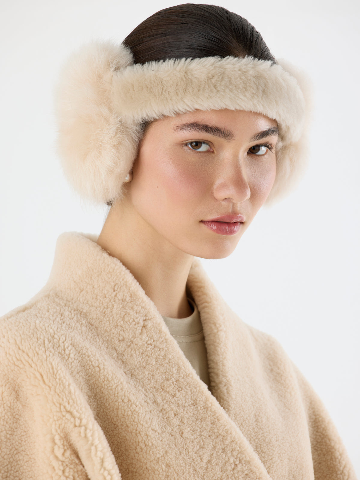 Tied Shearling Ear Muffs