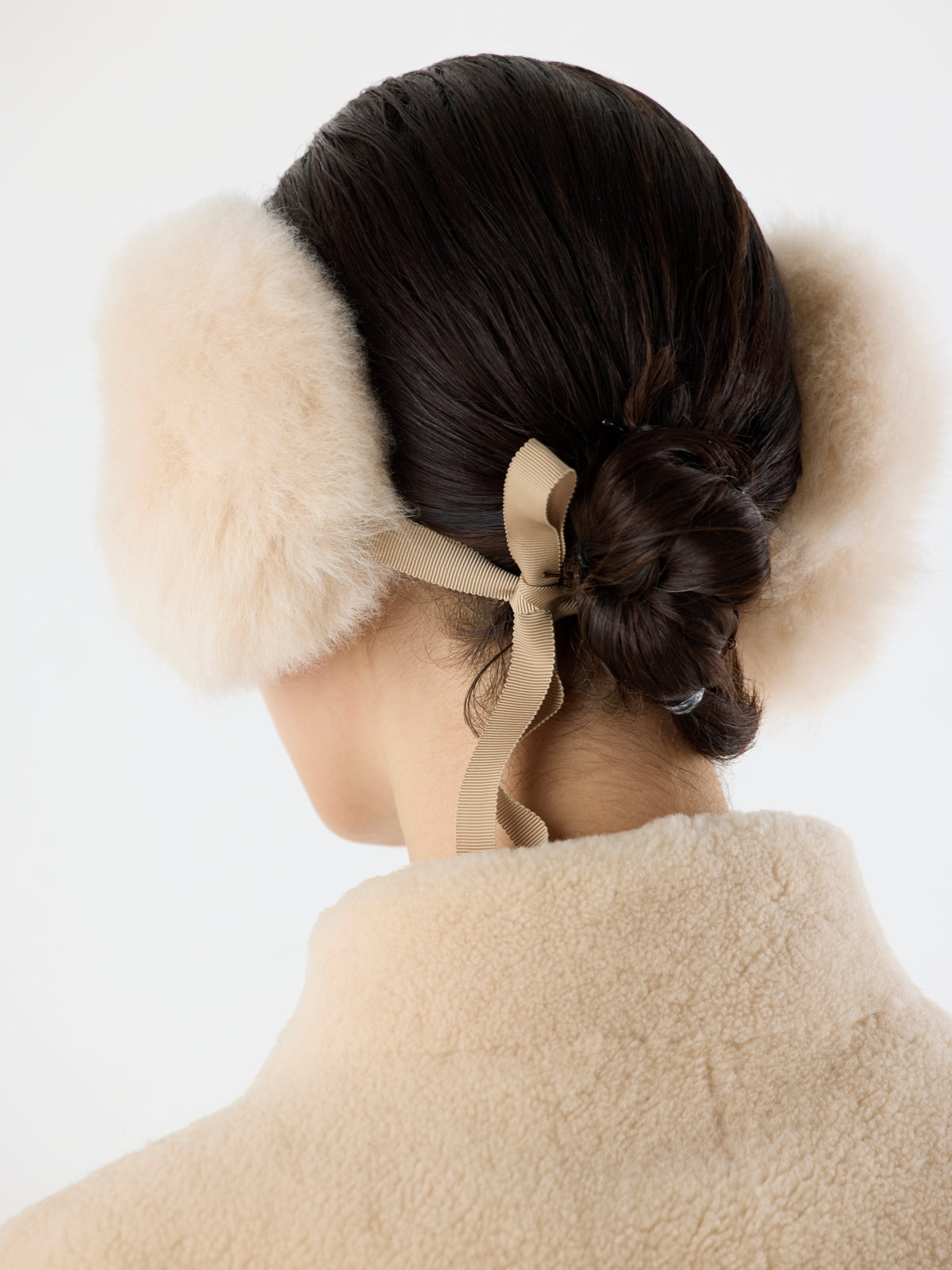 Tied Shearling Ear Muffs