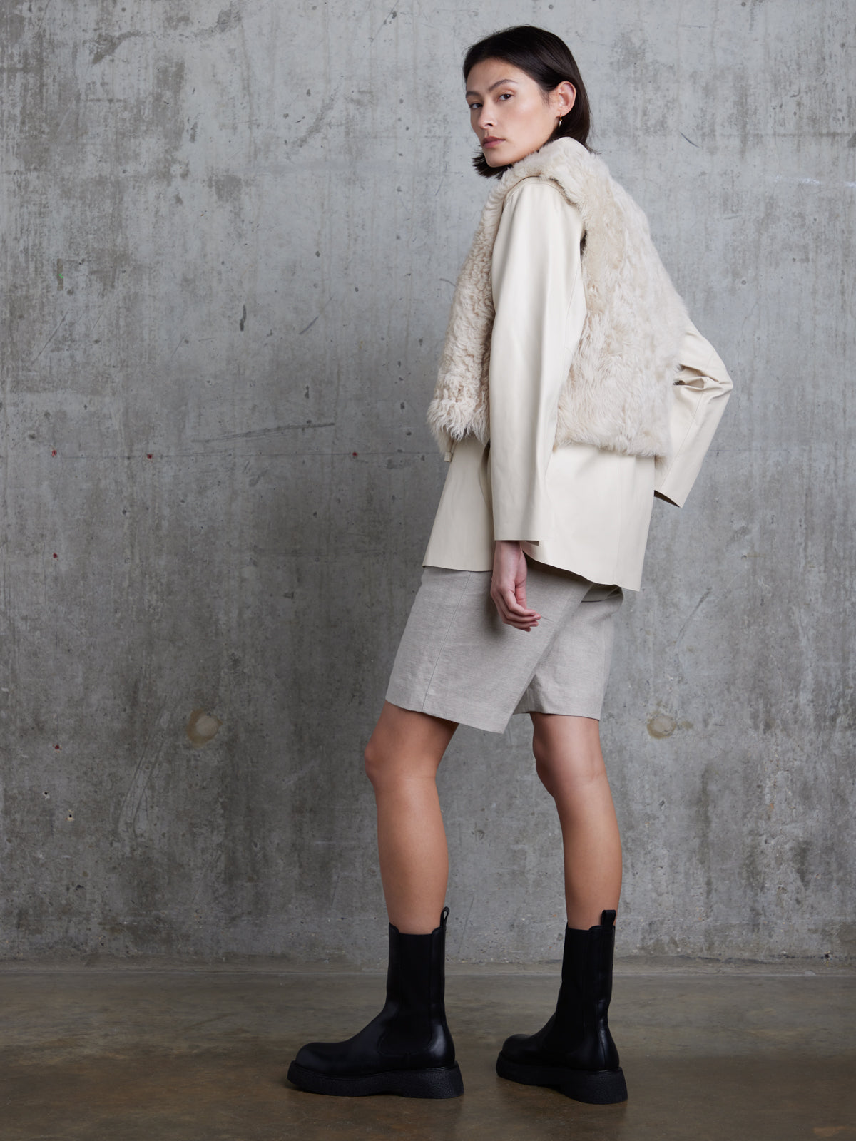 Two button Shearling Vest