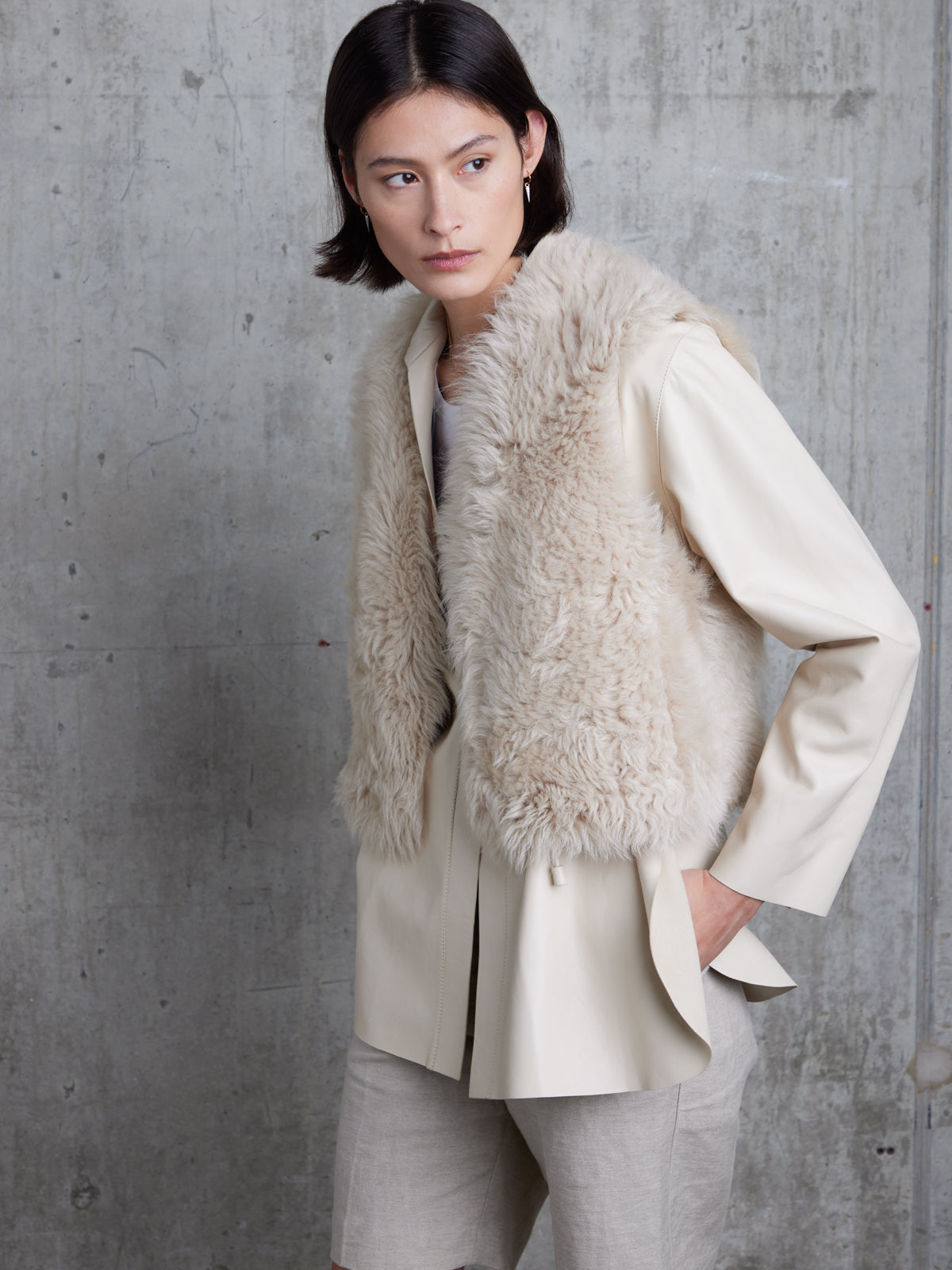 Two button Shearling Vest