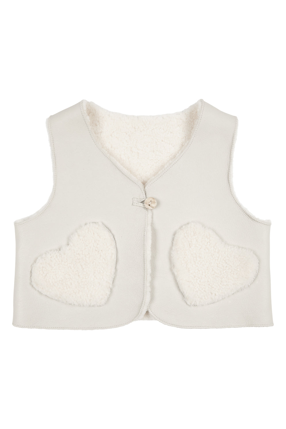 Edith White Shearling Heart Gilet | Kids | Gushlow & Cole-cut out front
