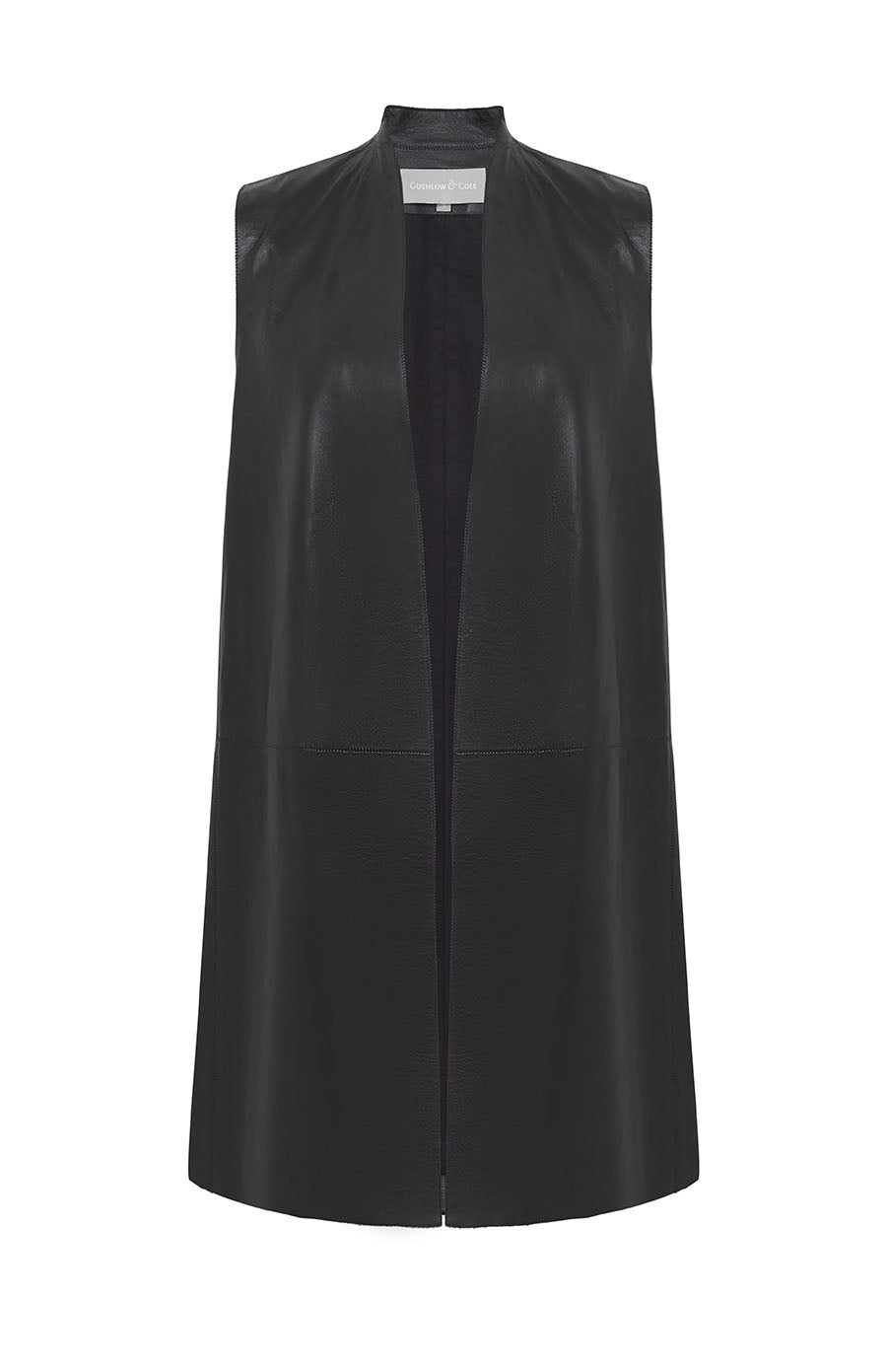 Stand Collar Leather Gilet in Black | Women | Gushlow & Cole 2