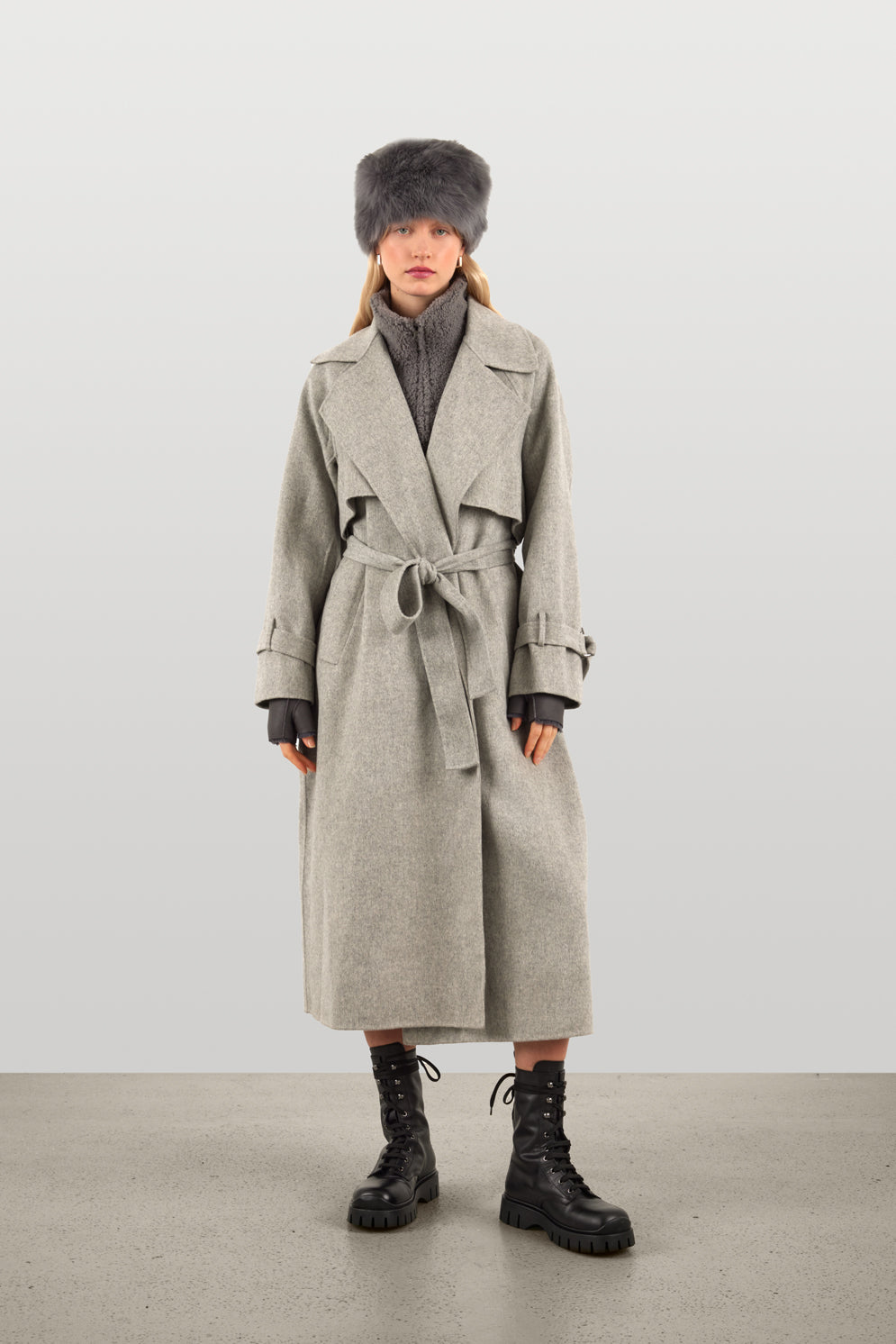 Cream Shearling Russian Hat | Womens | Gushlow & Cole-full length on model