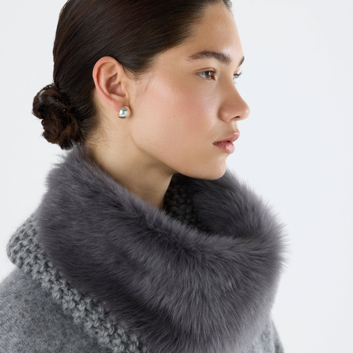 Handmade in Greece Genuine Knitted Mink Fur Slouchy Snood Hat Collar Neckwarmer The Knit Mink Fur Hat with Fox Pom in Multiple Colors  main image 2