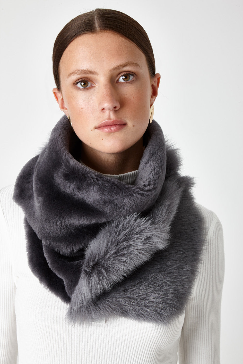 shearling baby mixed texture scarf