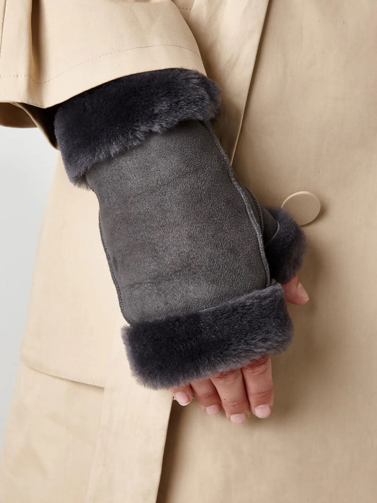 fingerless shearling mittens