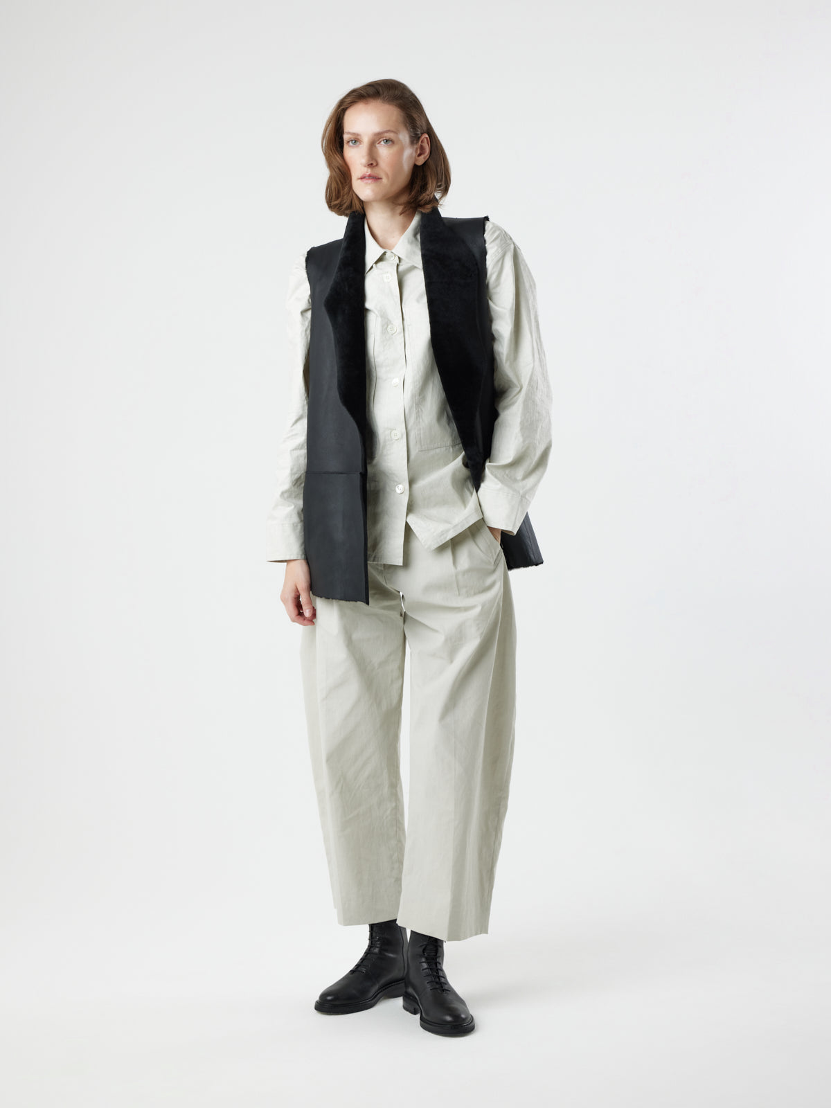 Natural Edge Mid-Length Shearling Gilet