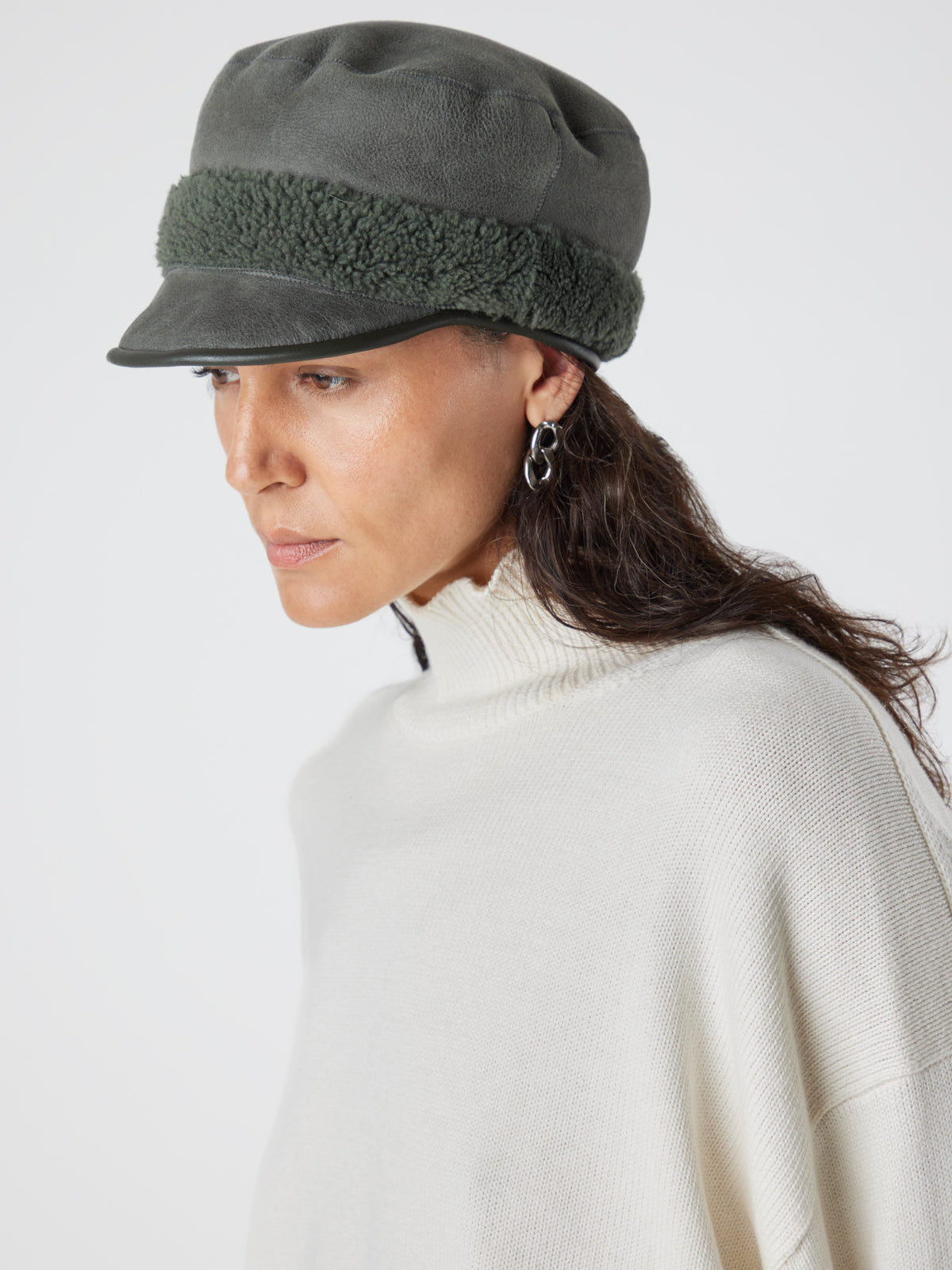 Leather Bound Shearling Cap