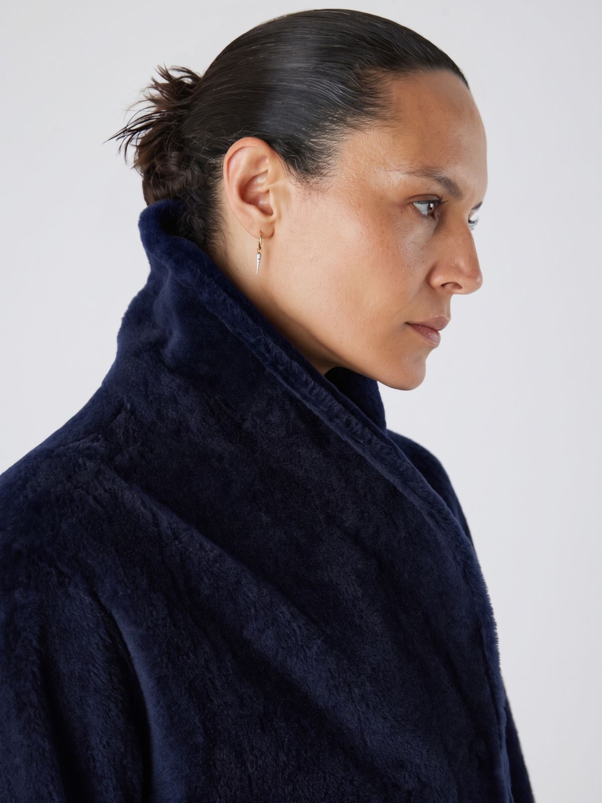Longline Neat Shearling Shawl Coat