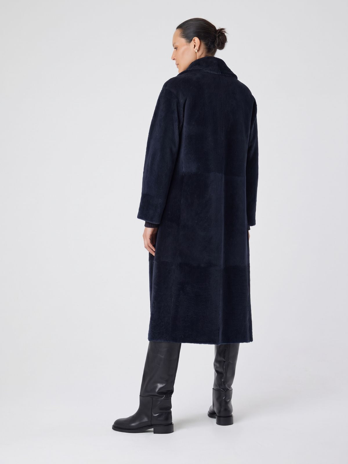 Longline Neat Shearling Shawl Coat