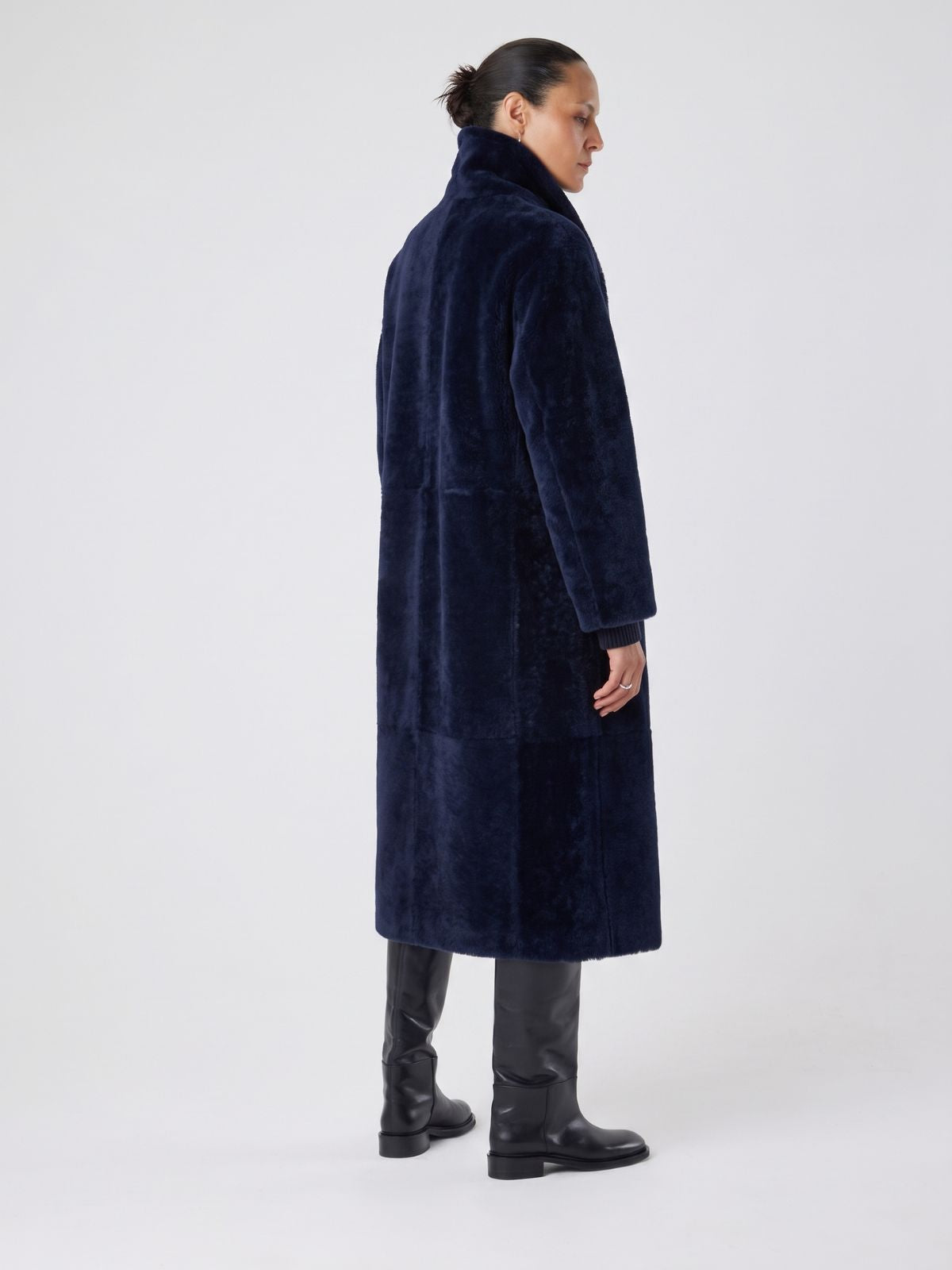Longline Neat Shearling Shawl Coat