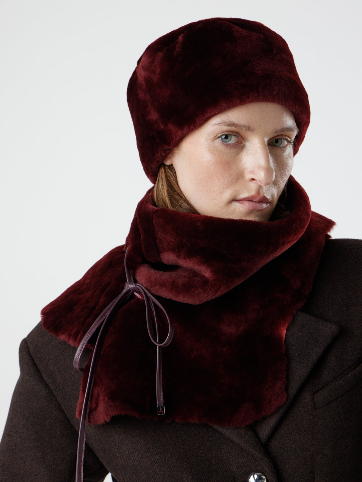 Merino Shearling Pill Box Hat